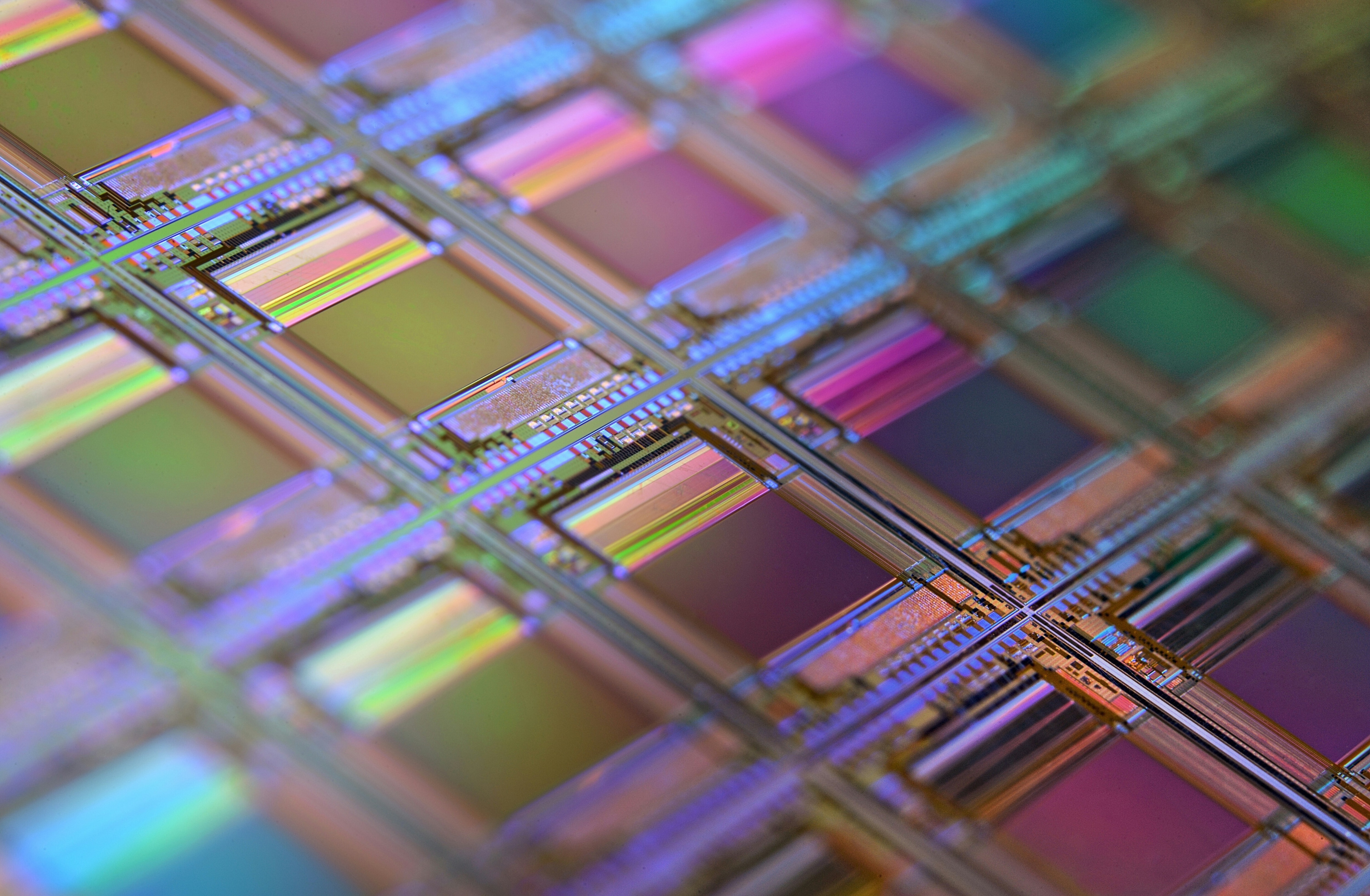 An image of silicon wafers in chips