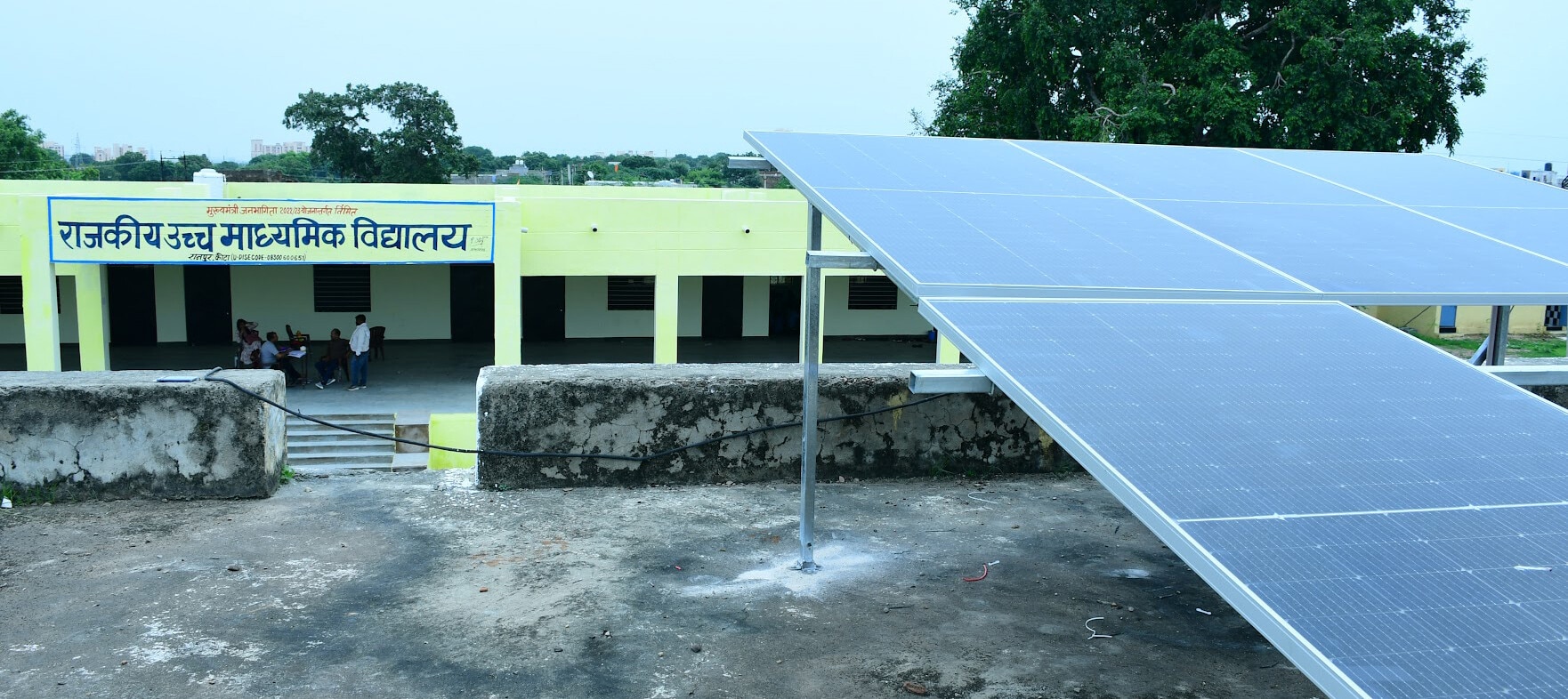 A solar panel installed by Samarpan in a government school in rural India as a way to limit the impact of climate change-related extreme weather.