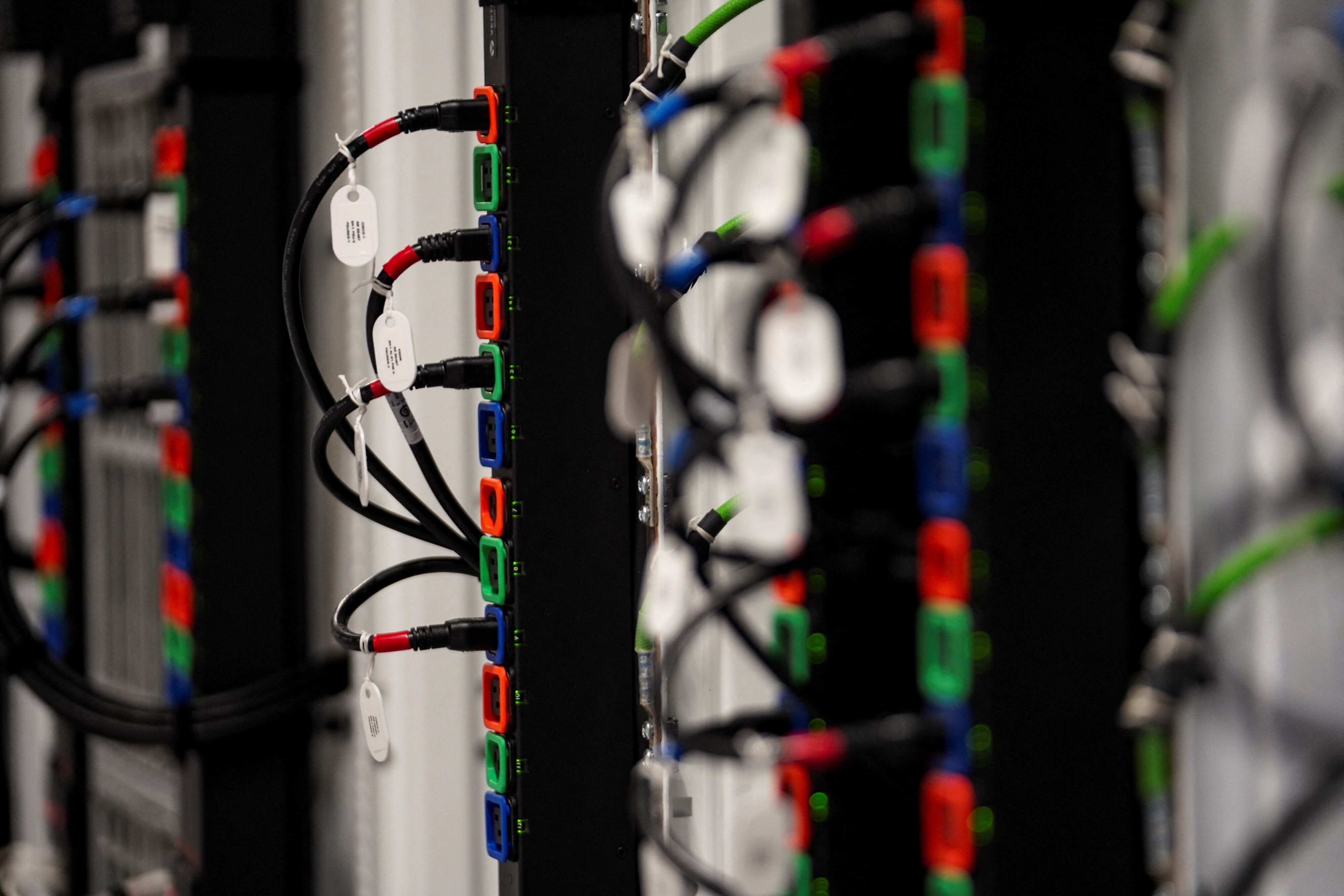Cables sit inside the Microsoft data center campus' Data Hall, while under construction, Mount Pleasant, Wisconsin, US, 18 September, 2025.
