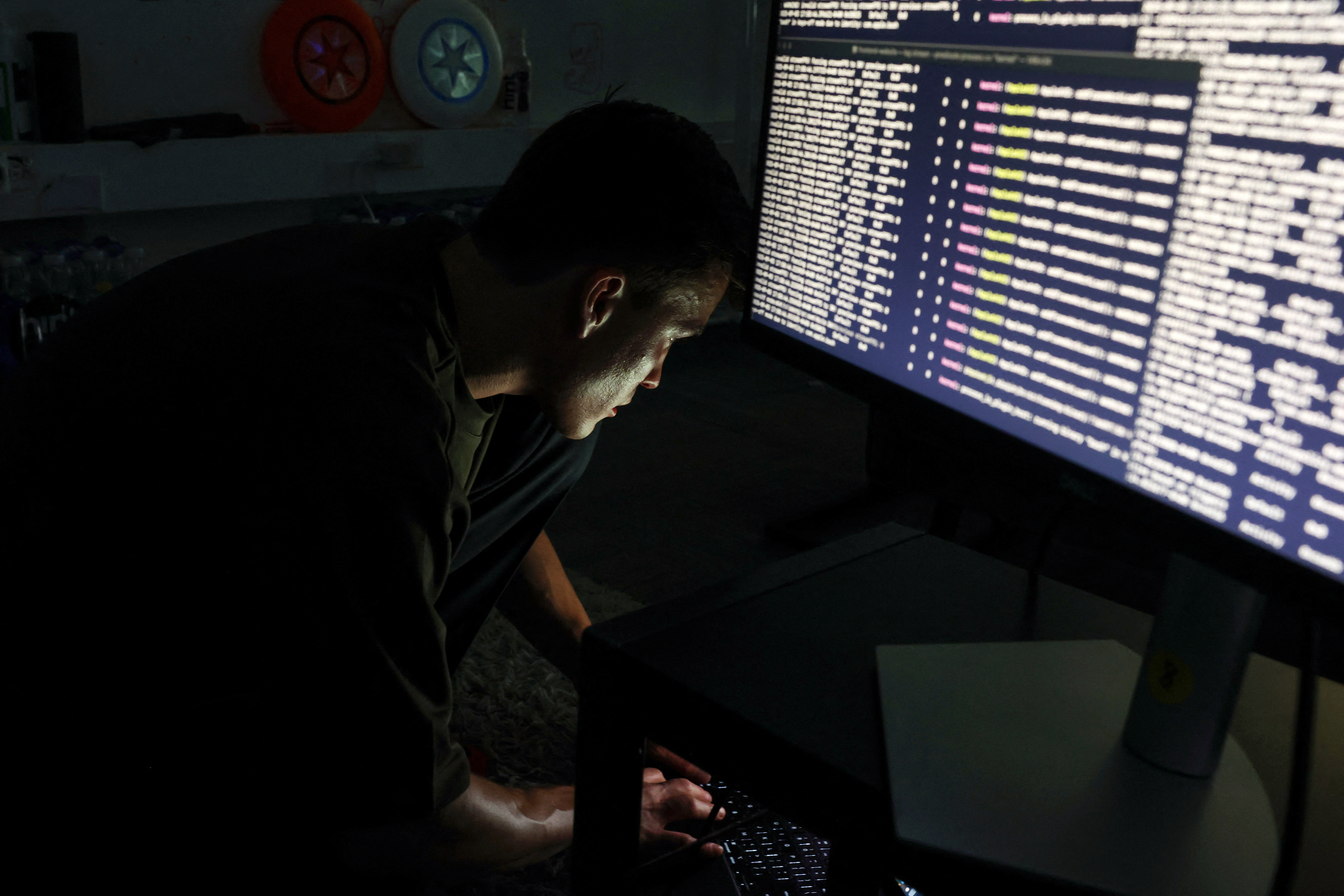 AI and cybersecurity researcher Fred Heiding at work. 