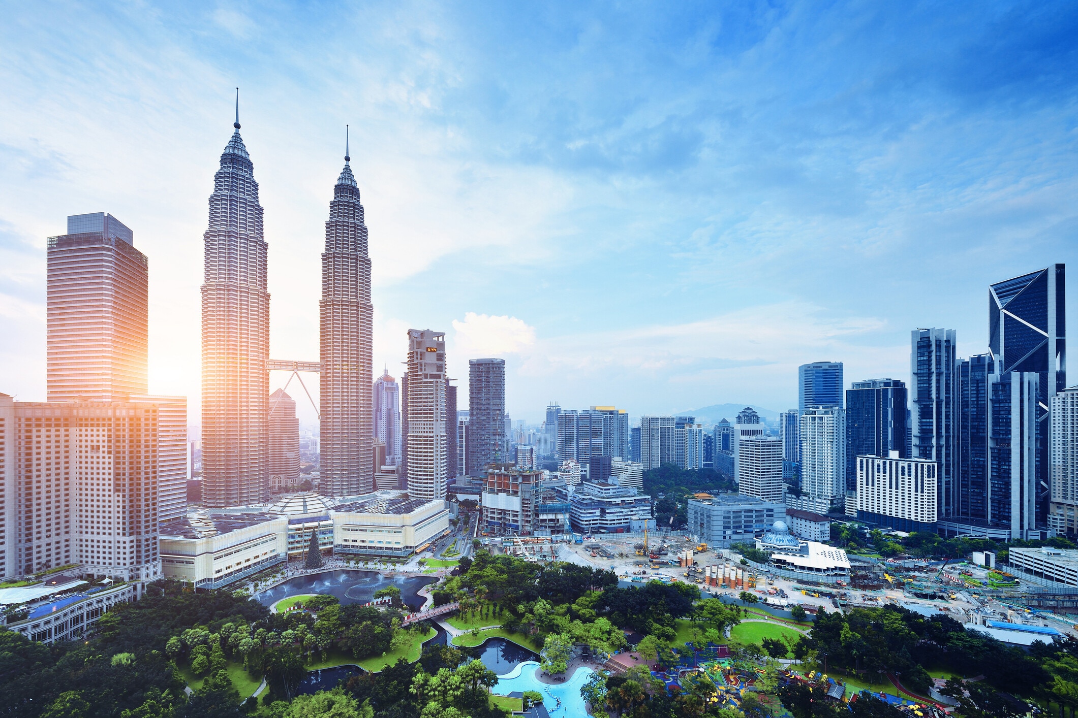 Kuala Lumpur urban scene at sunset, Malaysia. Energy transition ASEAN