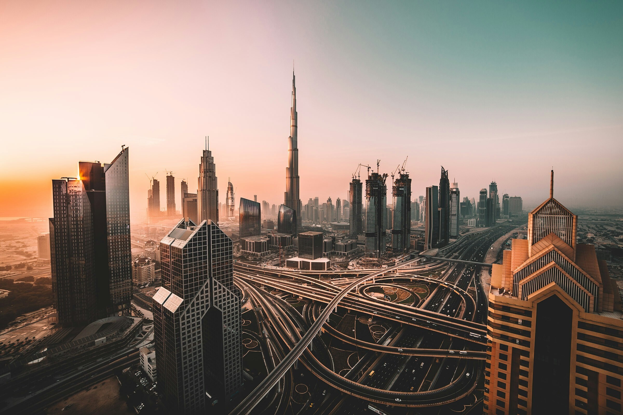 An aerial shot of Dubai