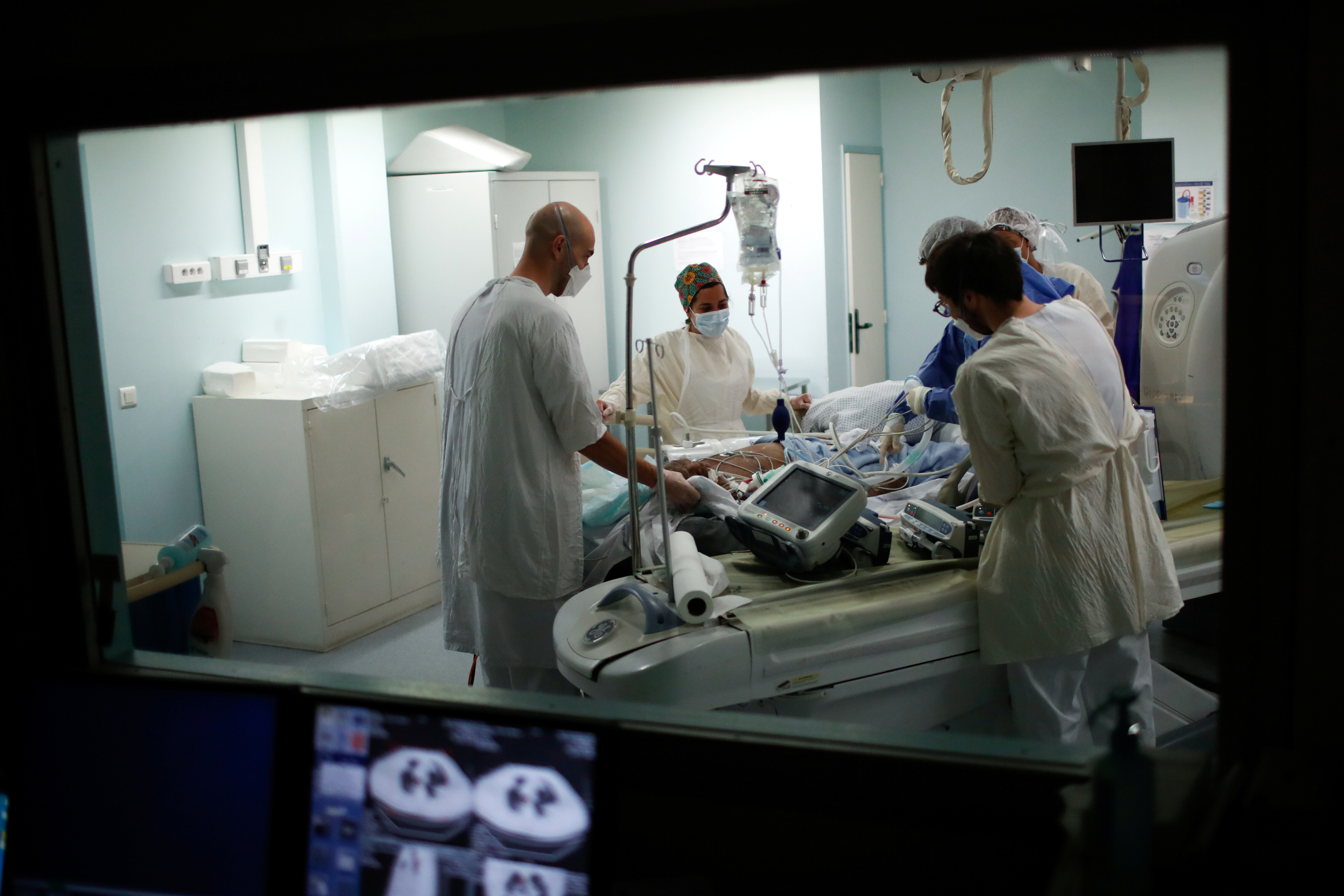 The Intensive Care Unit at the Robert Ballanger hospital in Aulnay-sous-Bois near Paris.