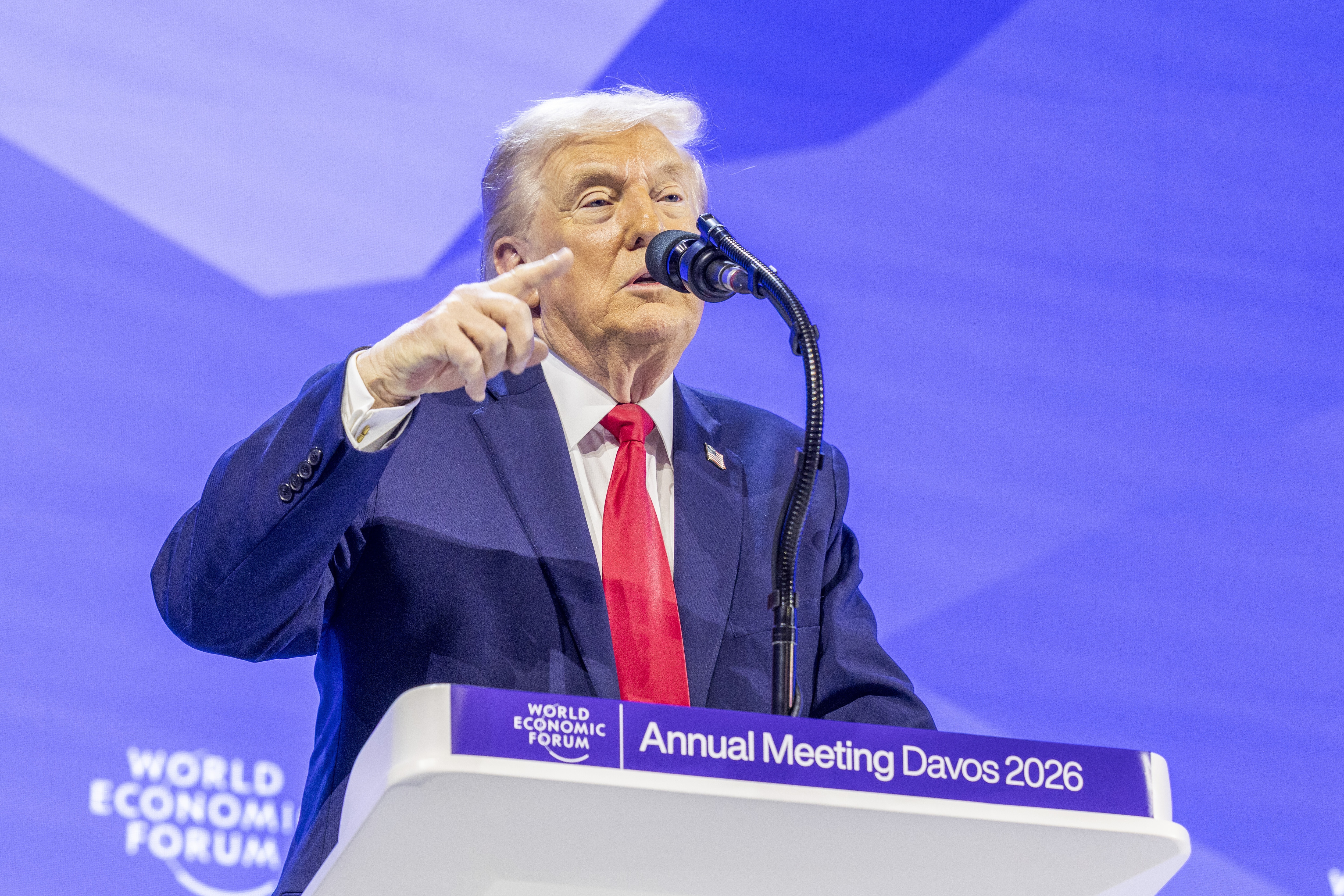 Donald J. Trump, President of the United States of America speaks on the third day of Davos 2026. 