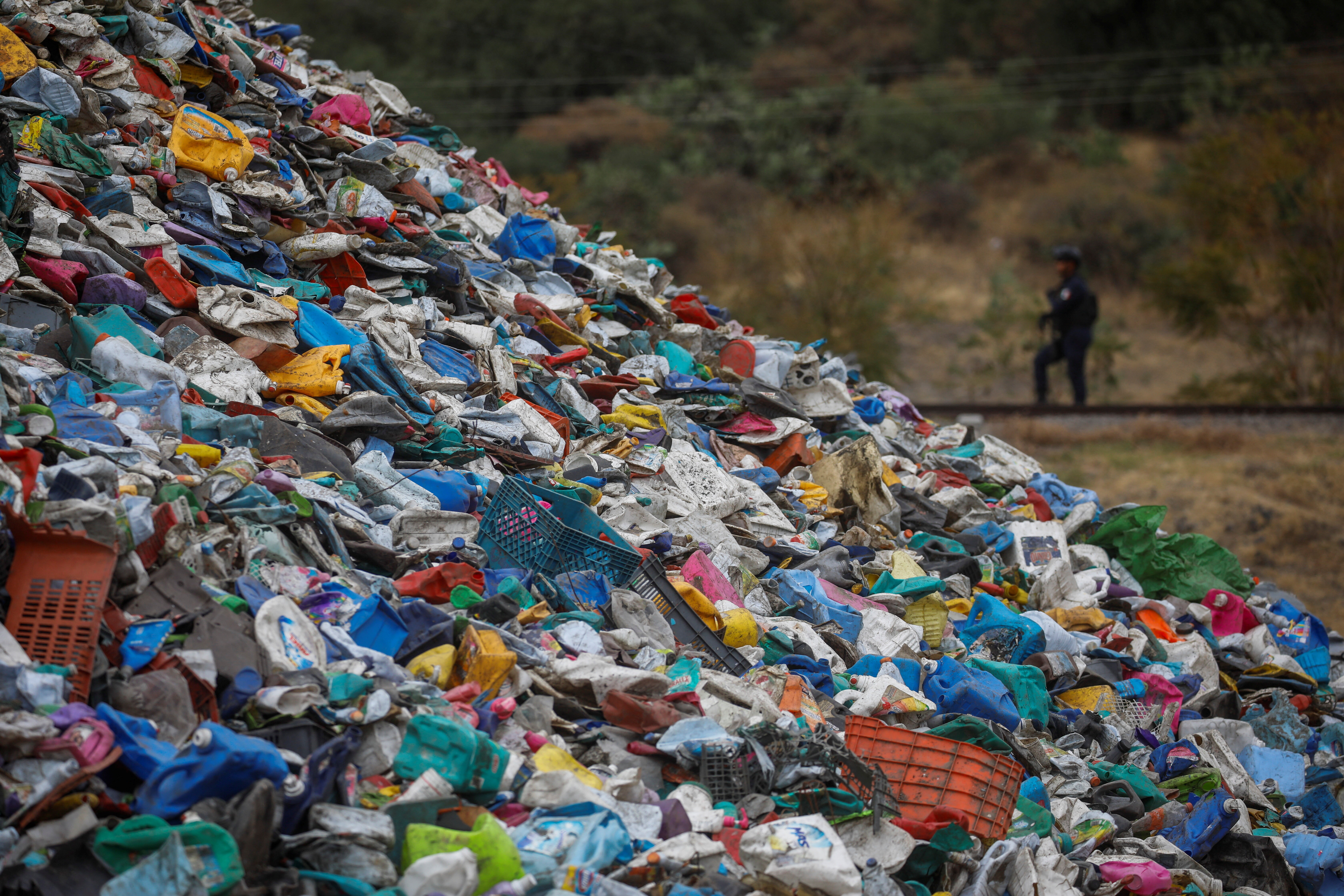 A plastic recycling dump in Valle de Chalco, Mexico.
