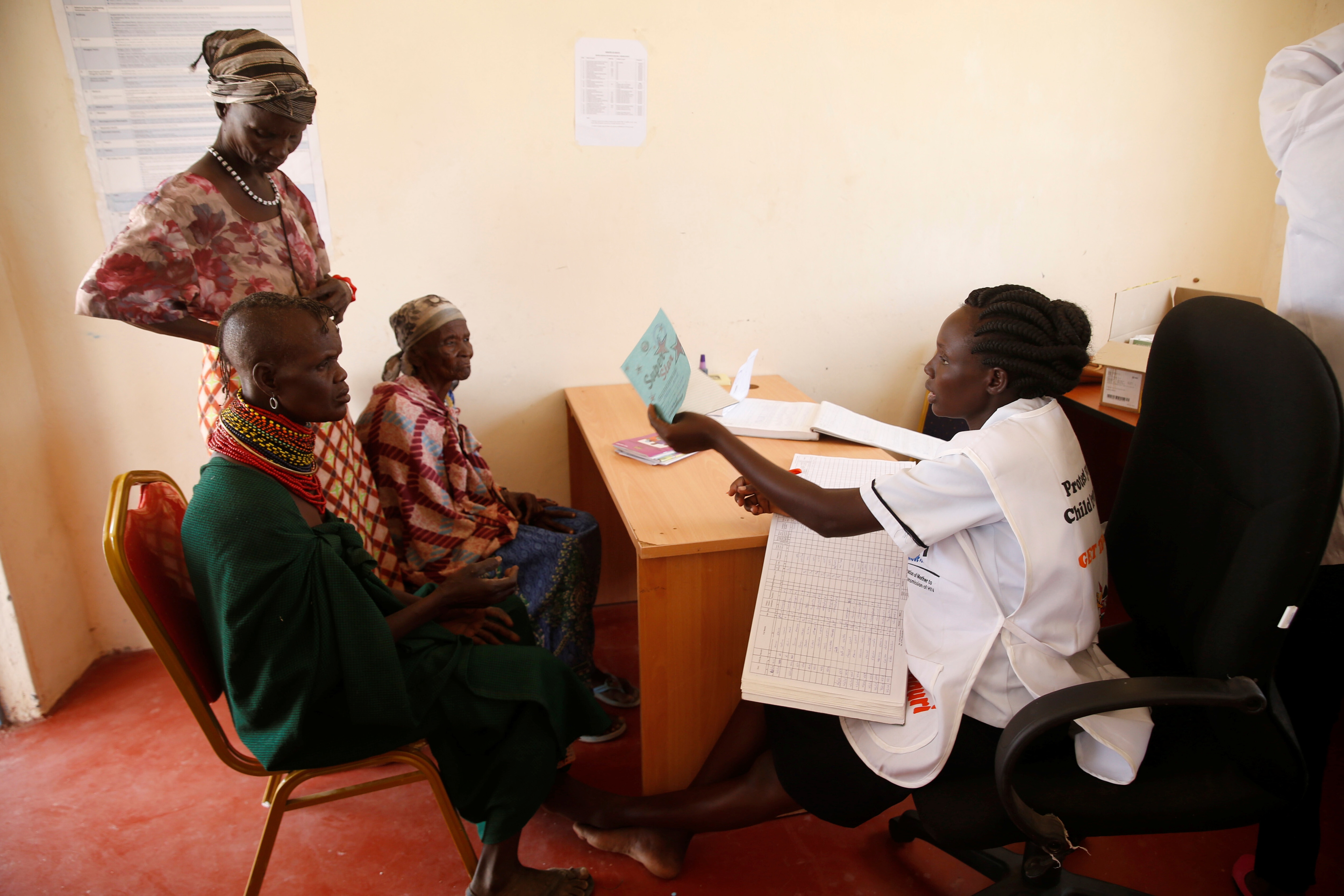 Turkana women are treated at a medical clinic in Lokichar, Turkana County, Kenya, February 7, 2018. Picture taken February 7, 2018: Digital tools help reduce the women’s health gap but work best with trusted community health workers