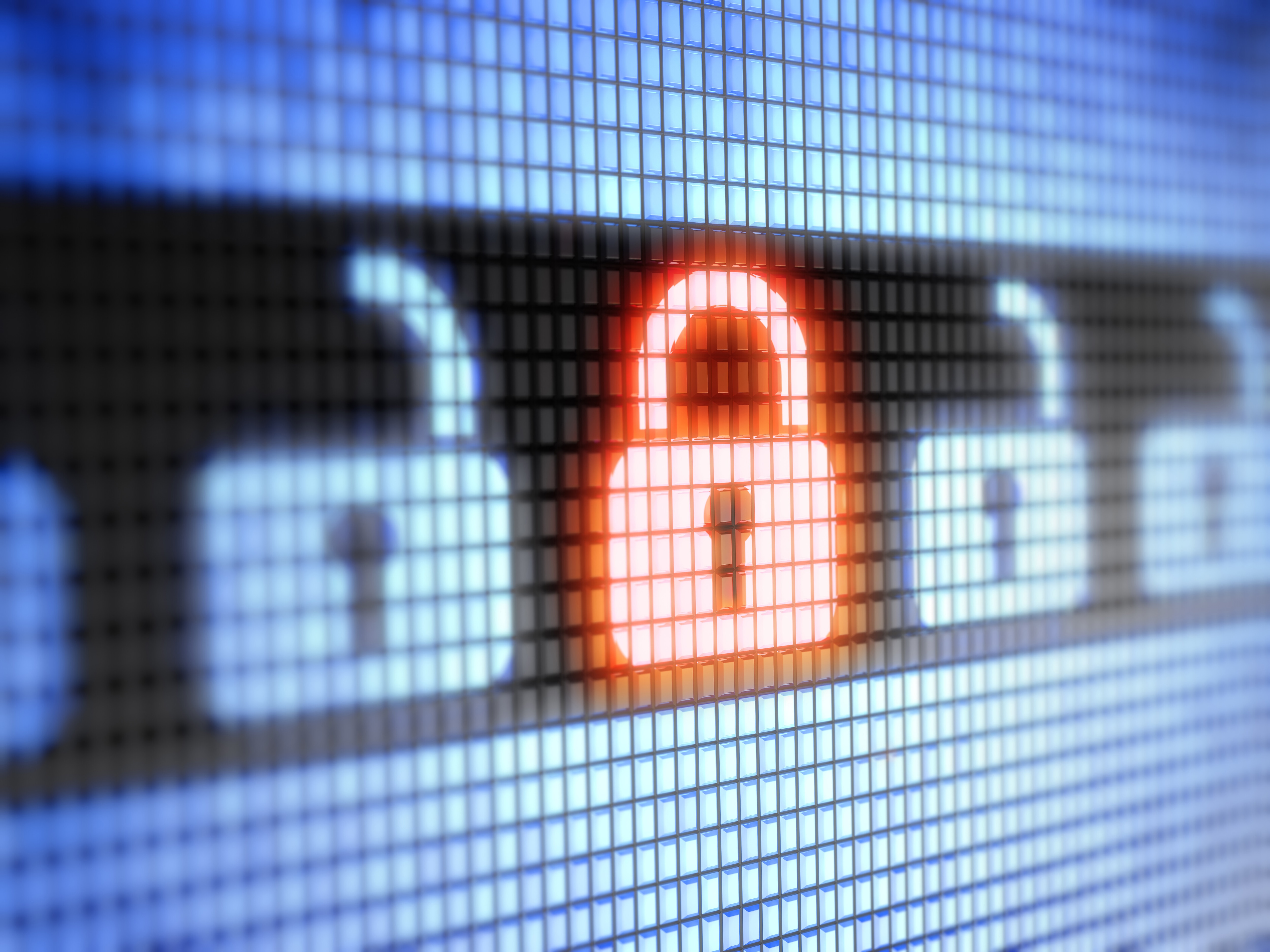 A row of lock icons, one red and locked, the rest open. Quantum computing