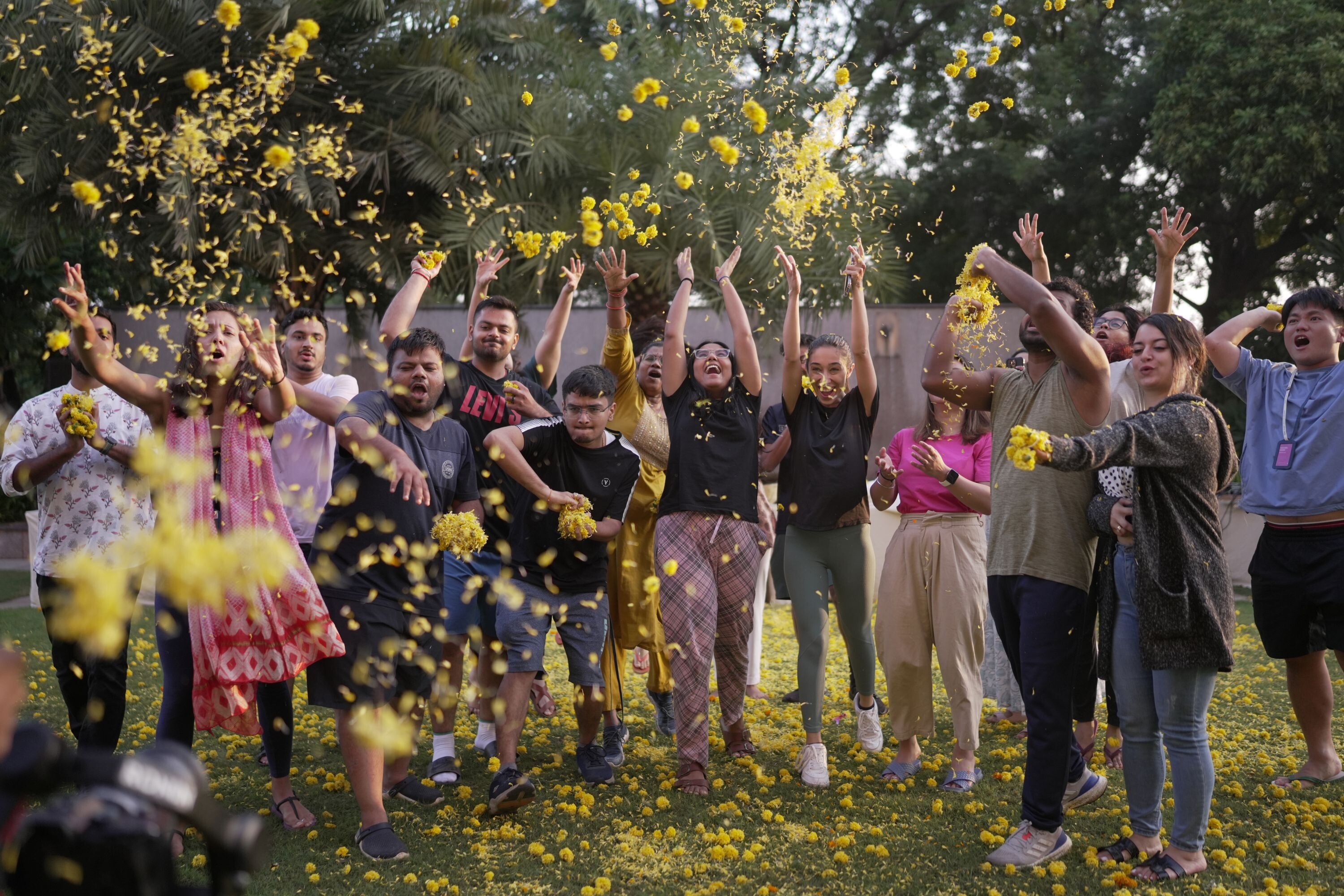 South Asian youth in celebratory mode