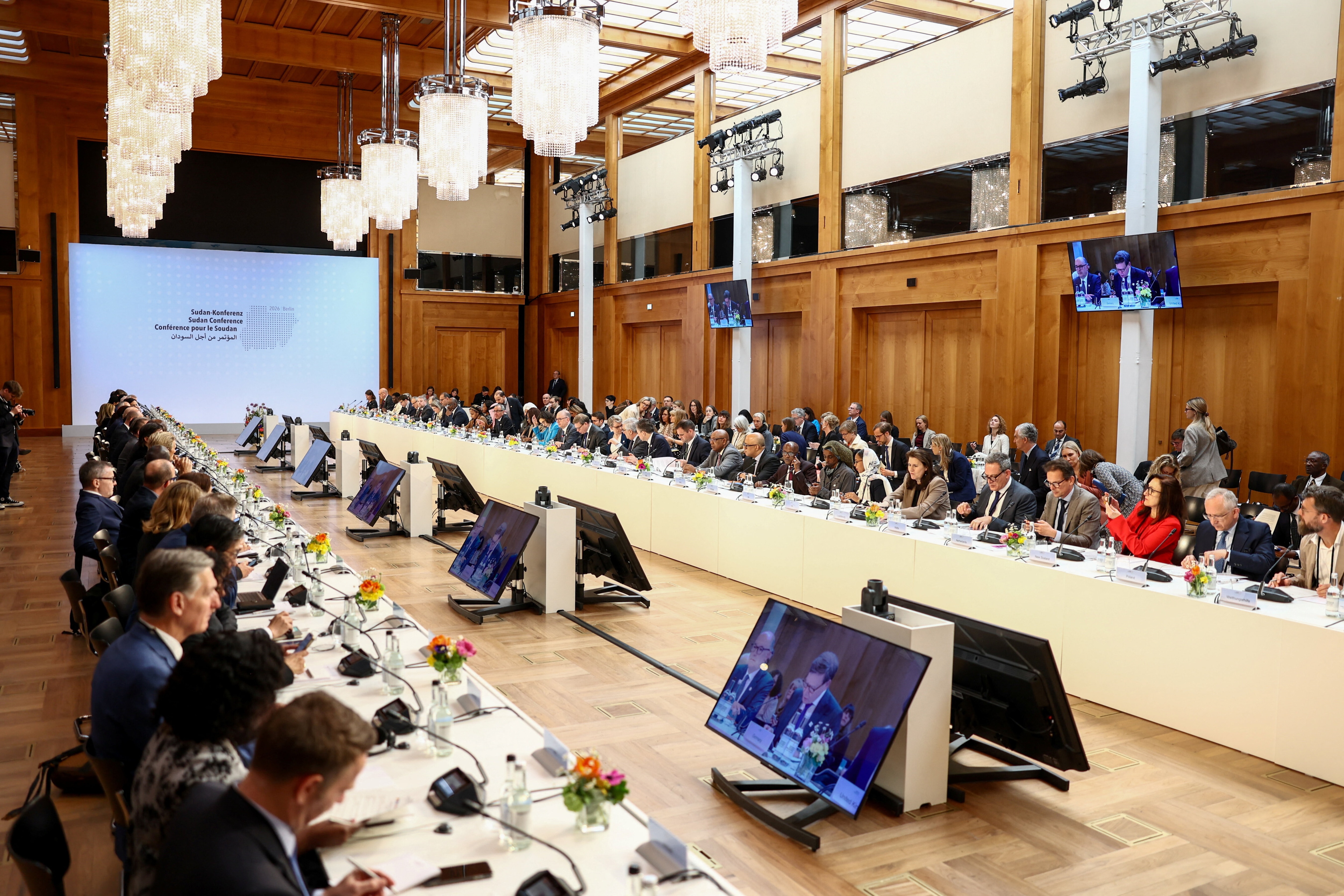 Delegates attend the Third International Sudan Conference at the Foreign Ministry in Berlin, Germany, April 15, 2026: A humanitarian truce would create greater space for civil society to operate in Sudan