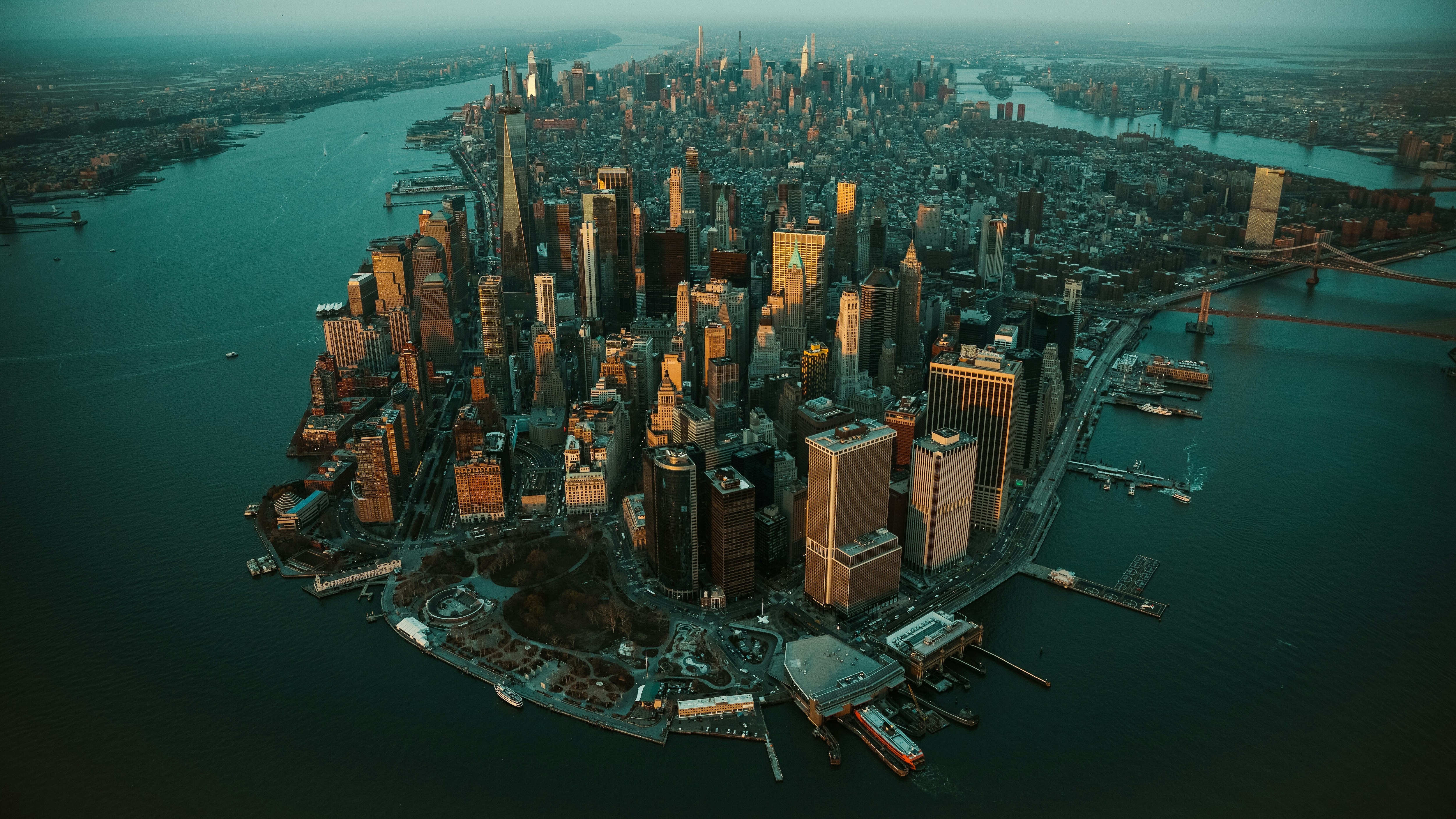 The skyline of New York City. 