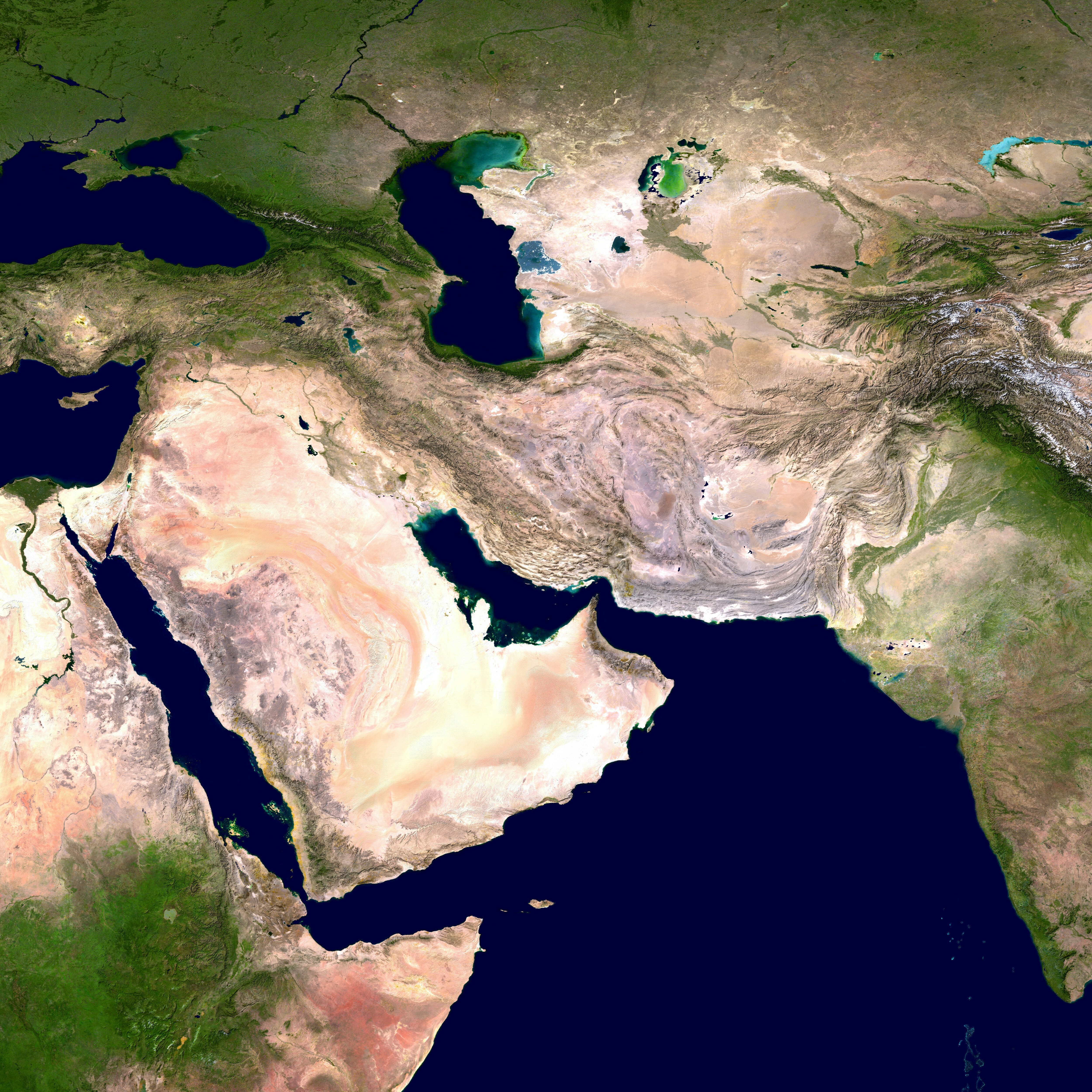 Satellite picture of Western Asia and the Gulf