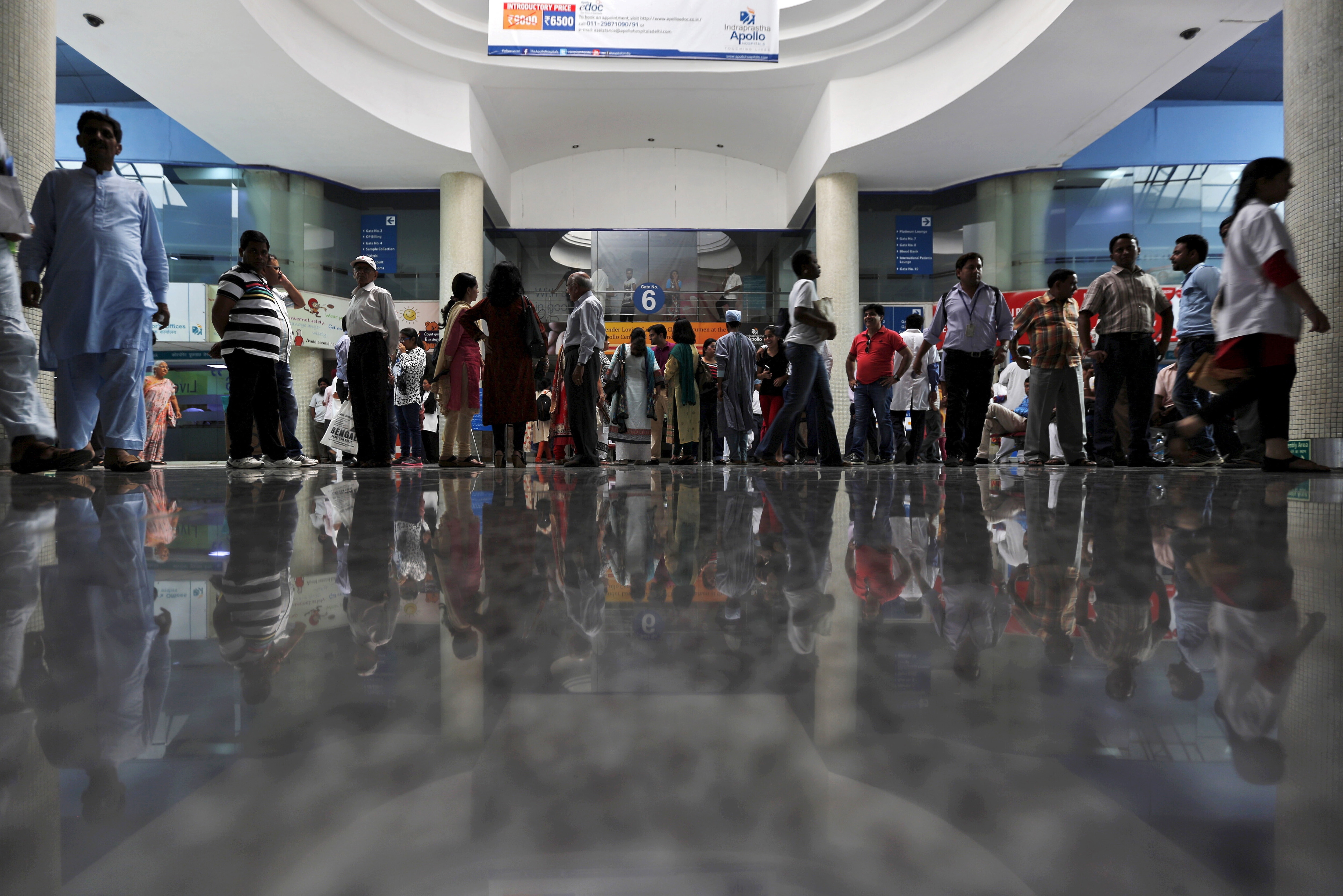 Patients and their attendants are seen inside Apollo hospital in New Delhi, India, September 8, 2015. Picture taken September 8, 2015: Vulnerable sectors such as healthcare, education and non-profits are increasingly targeted by cyberattacks