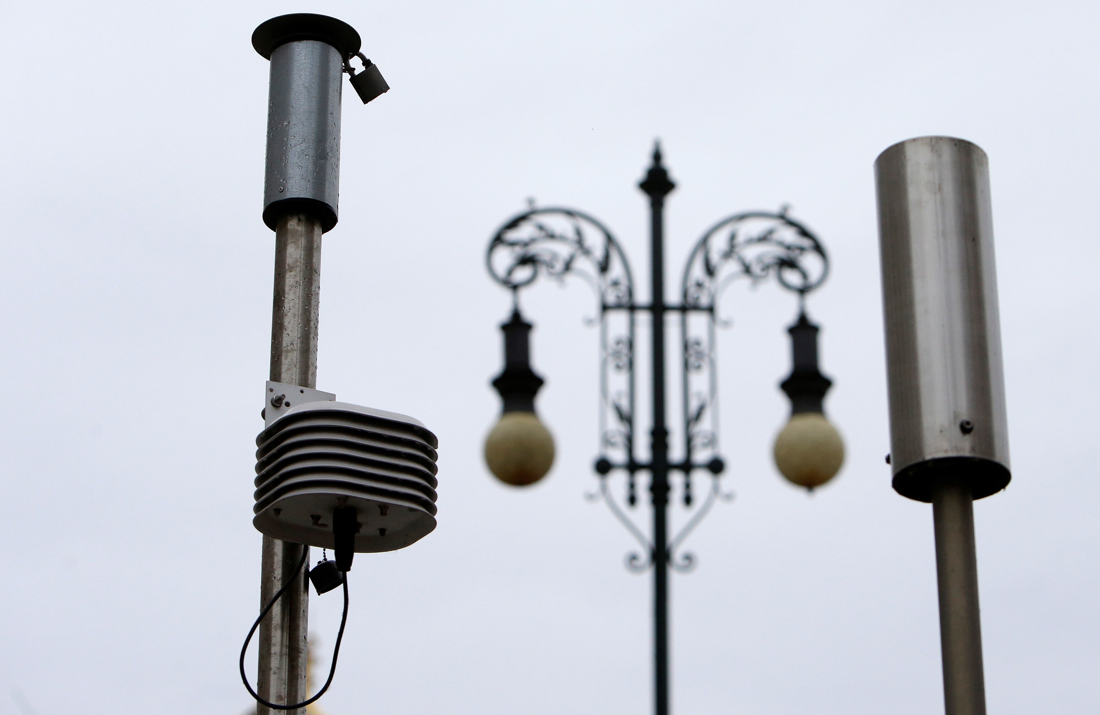 Air quality measuring devices on the top of an automatic monitoring station are seen in Prague, Czech Republic, June 6, 2017: Air monitors can help countries with the clean air