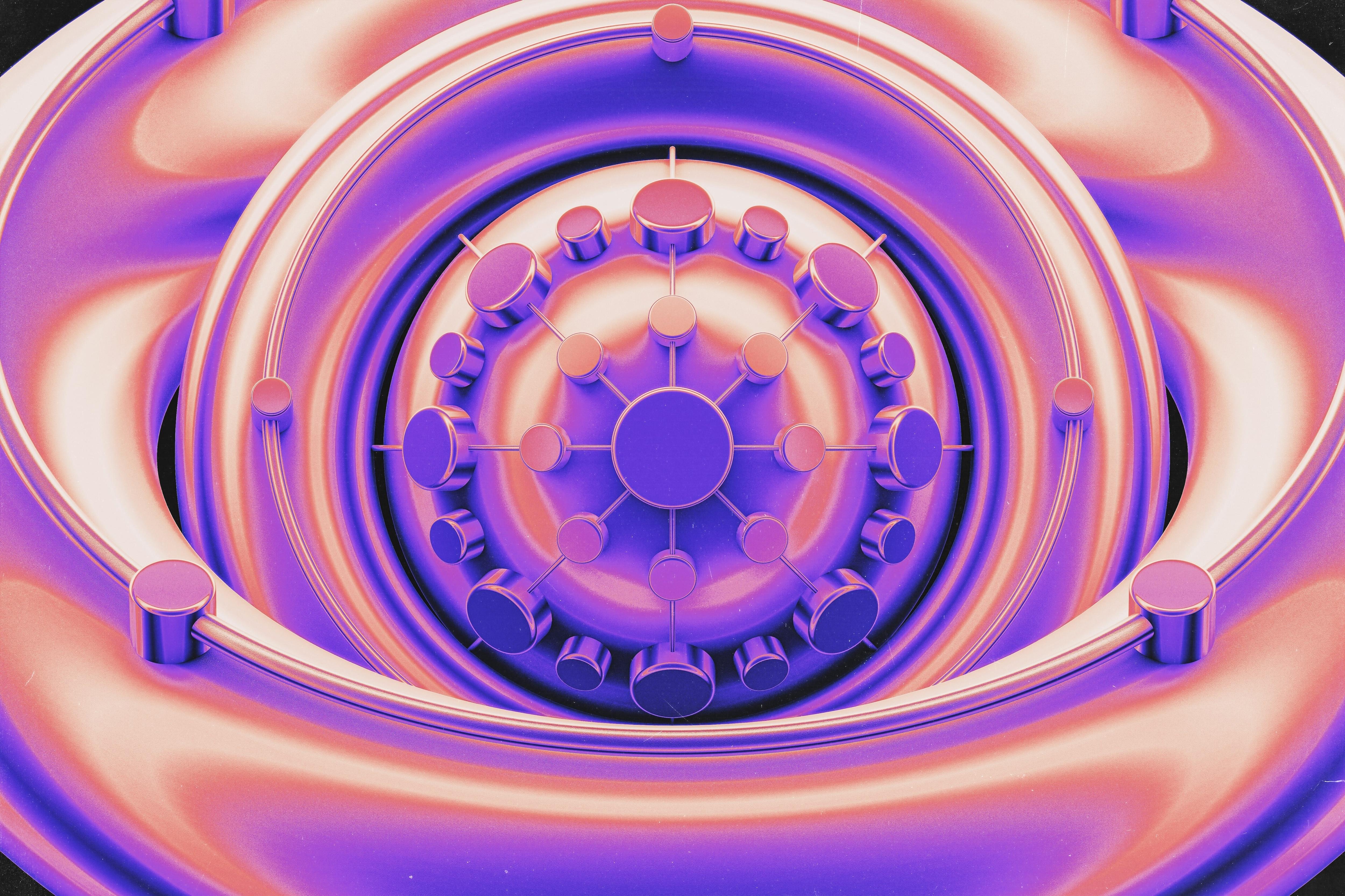 Astract shapes in pink and purple representing fusion energy process: Fusion could provide the clean energy needs of the future