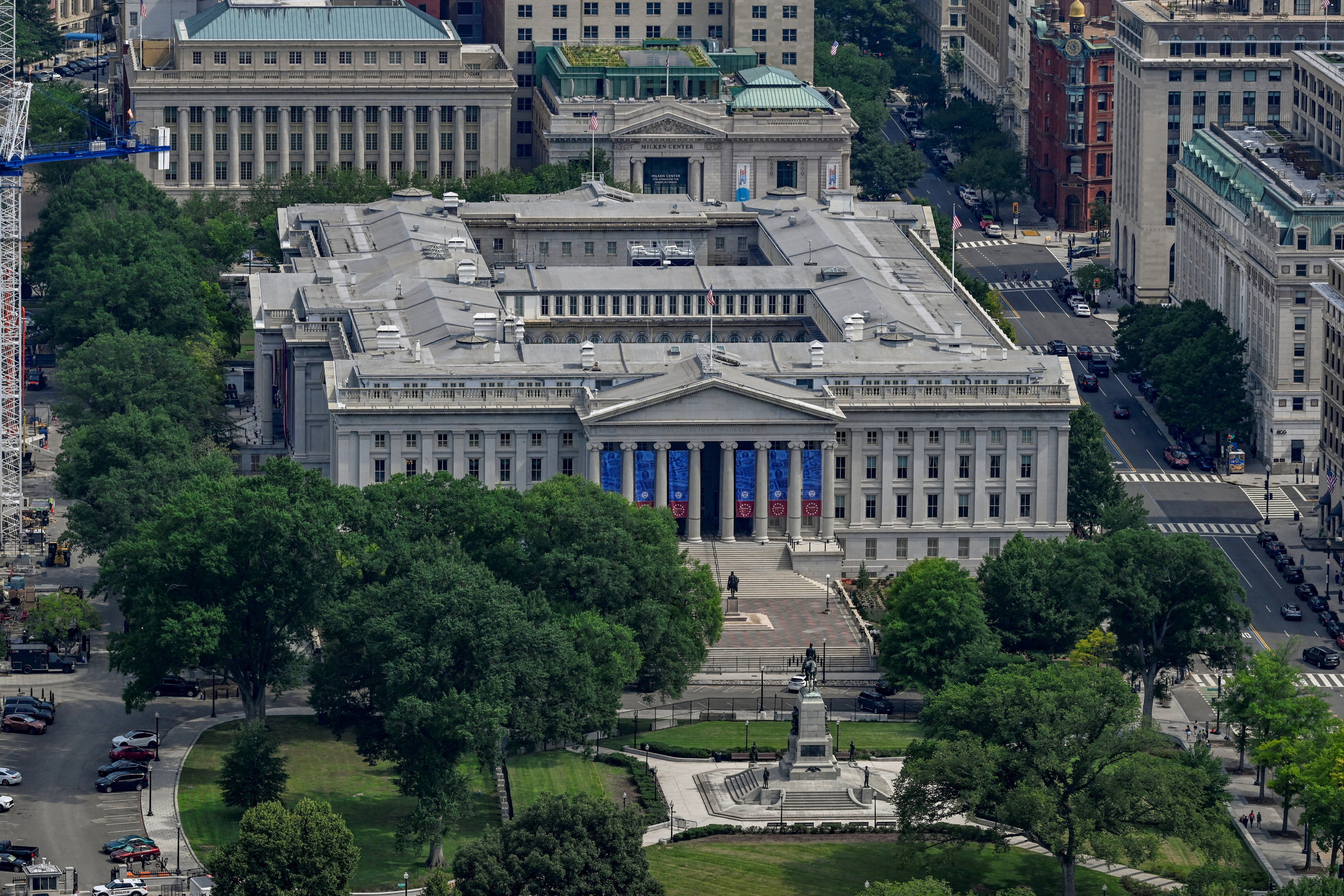 The US Department of the Treasury Building in Washington, D.C., U.S., July 11, 2026. REUTERS/Daniel Heuer//File Photo