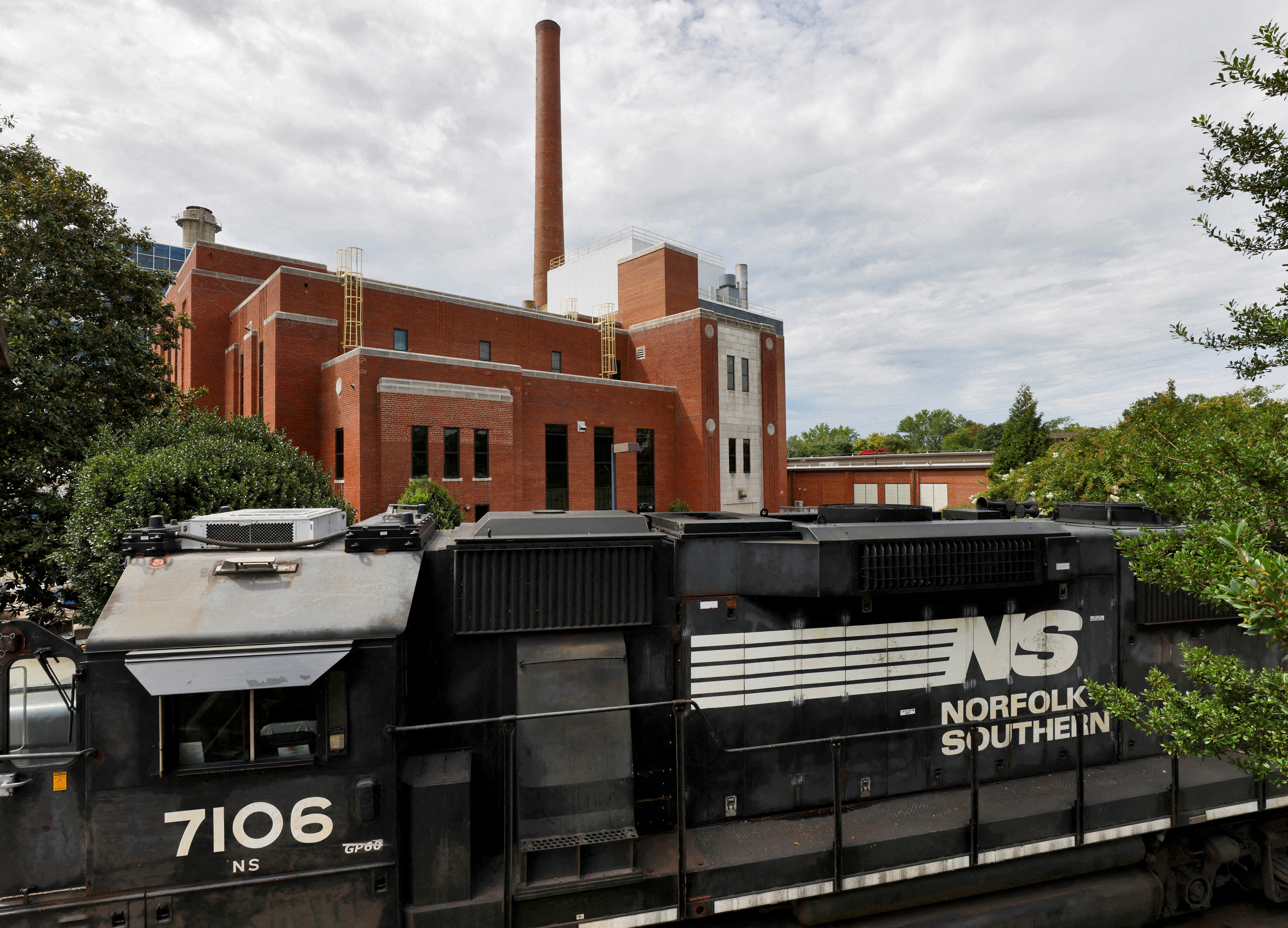 A Norfolk Southern train rests near the University of North Carolina's energy generation plant, after delivering coal to the facility, in Chapel Hill, North Carolina, U.S. August 11, 2022.