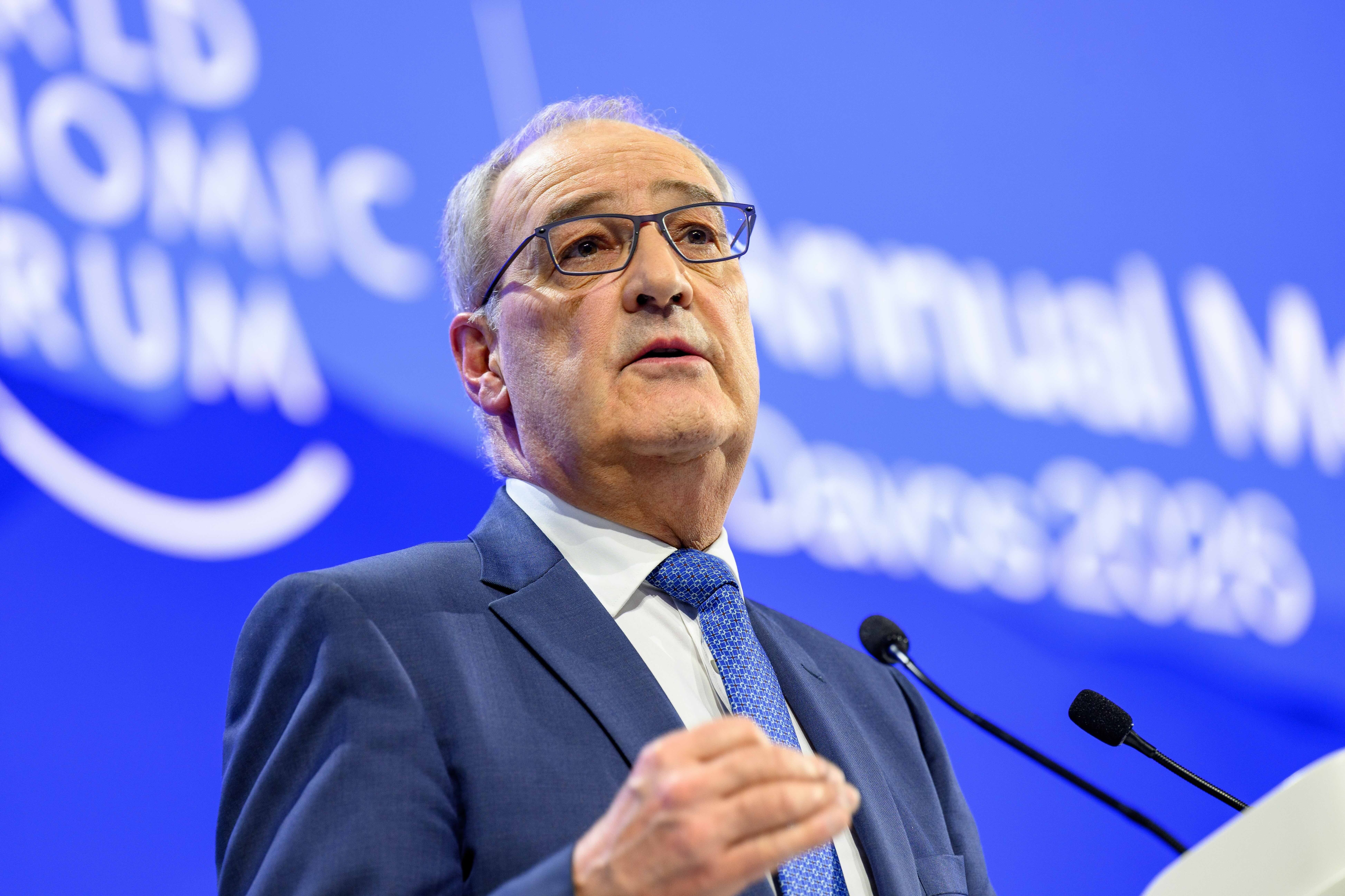Guy Parmelin, President of the Swiss Confederation, speaks at the opening of the 56th annual World Economic Forum meeting, Davos 2026 in Switzerland.