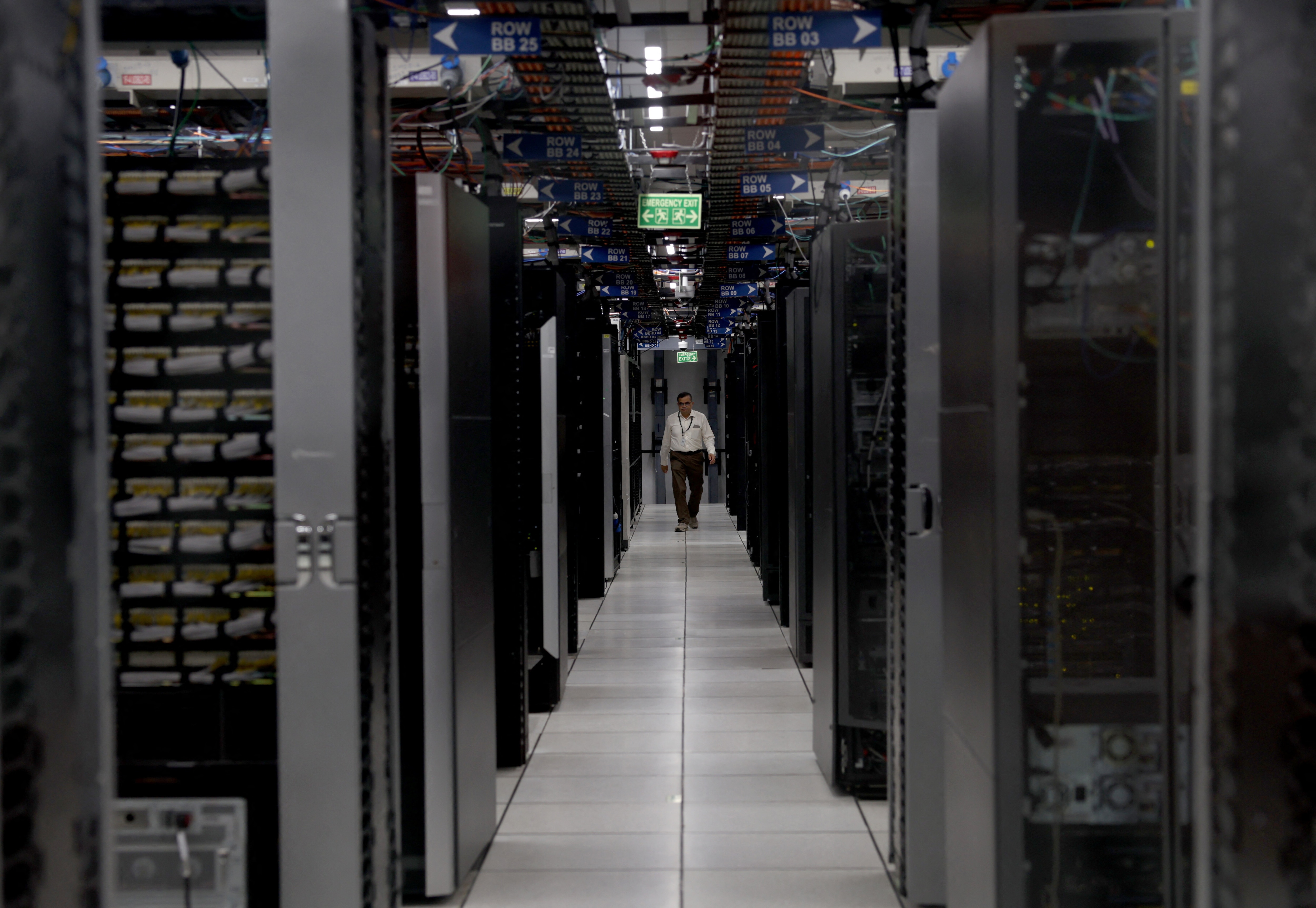An employee walks through a data centre of Hewlett Packard Enterprise (HPE) inside its office building in Bengaluru, India, May 29, 2026: AI is attracting international investment