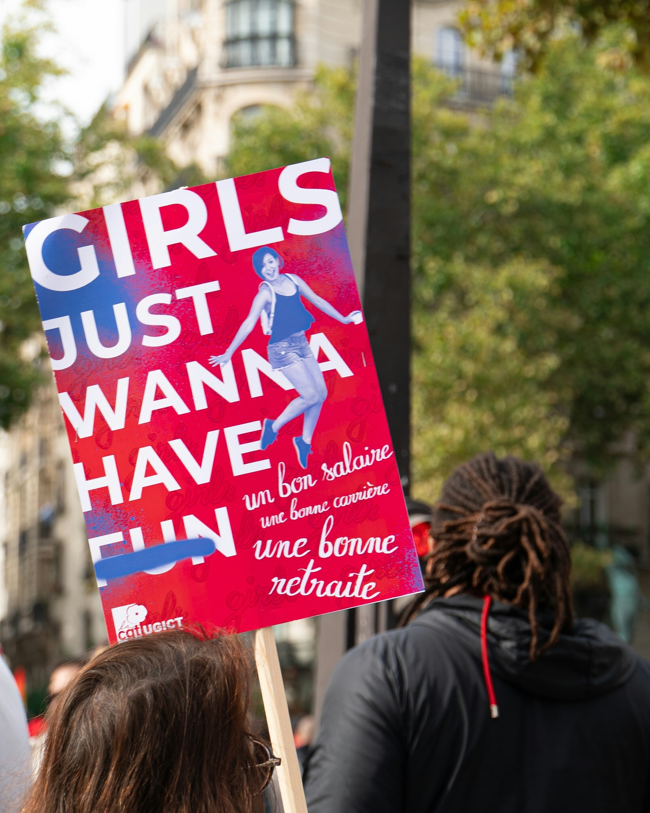 Union workers on strike for fair pay between men and women.