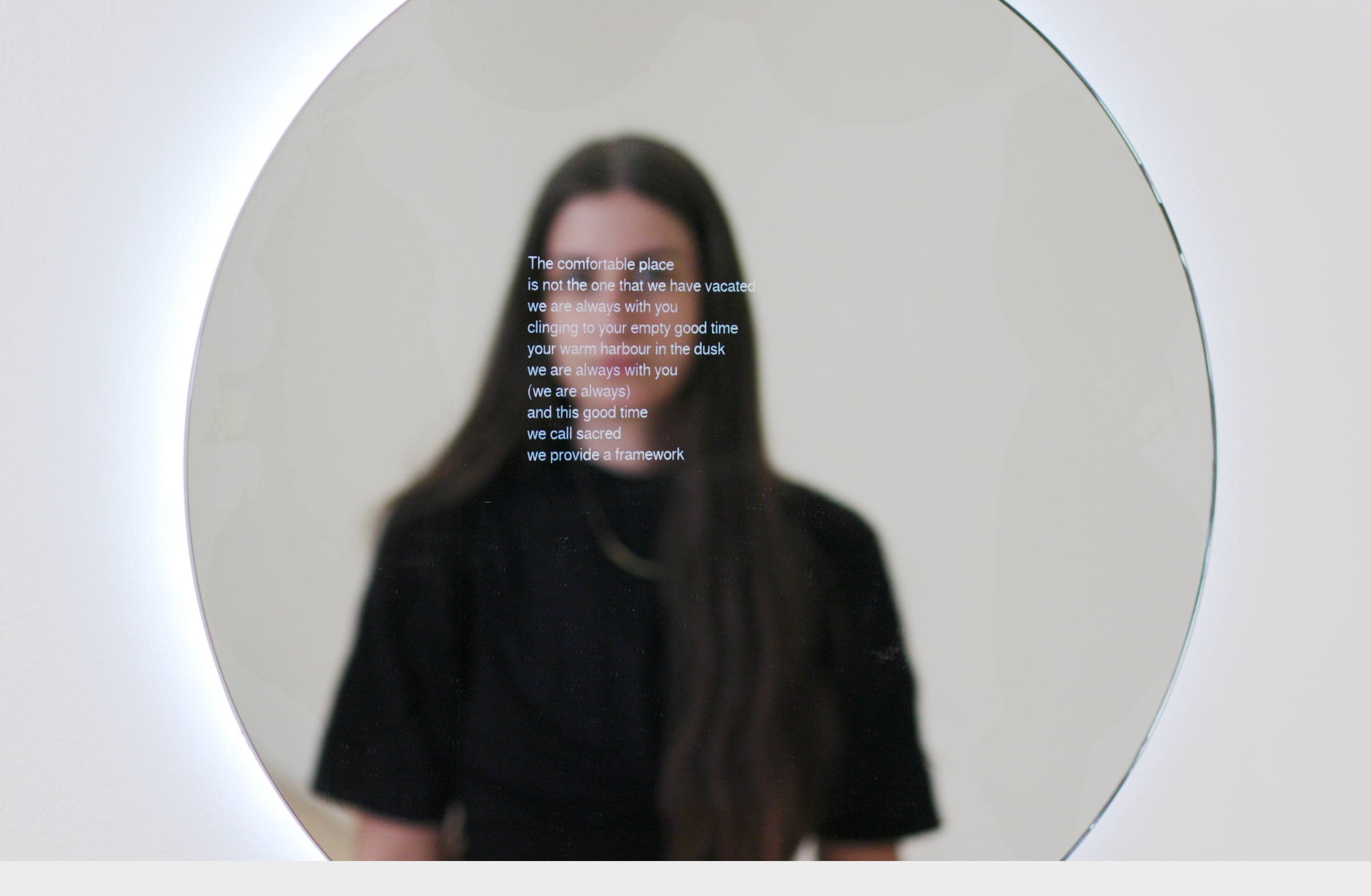 Mirror Ritual by Nina Rajcic examines emotional perception and machine interpretation, generating AI-composed poetry based on a participant’s perceived emotional state.