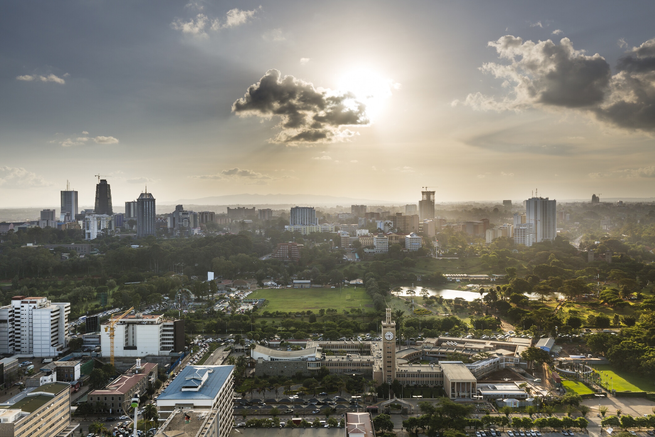 View to Uhuru Park in the business district of Kenyan capital Nairobi, which is taking a number of measures to improve air quality.