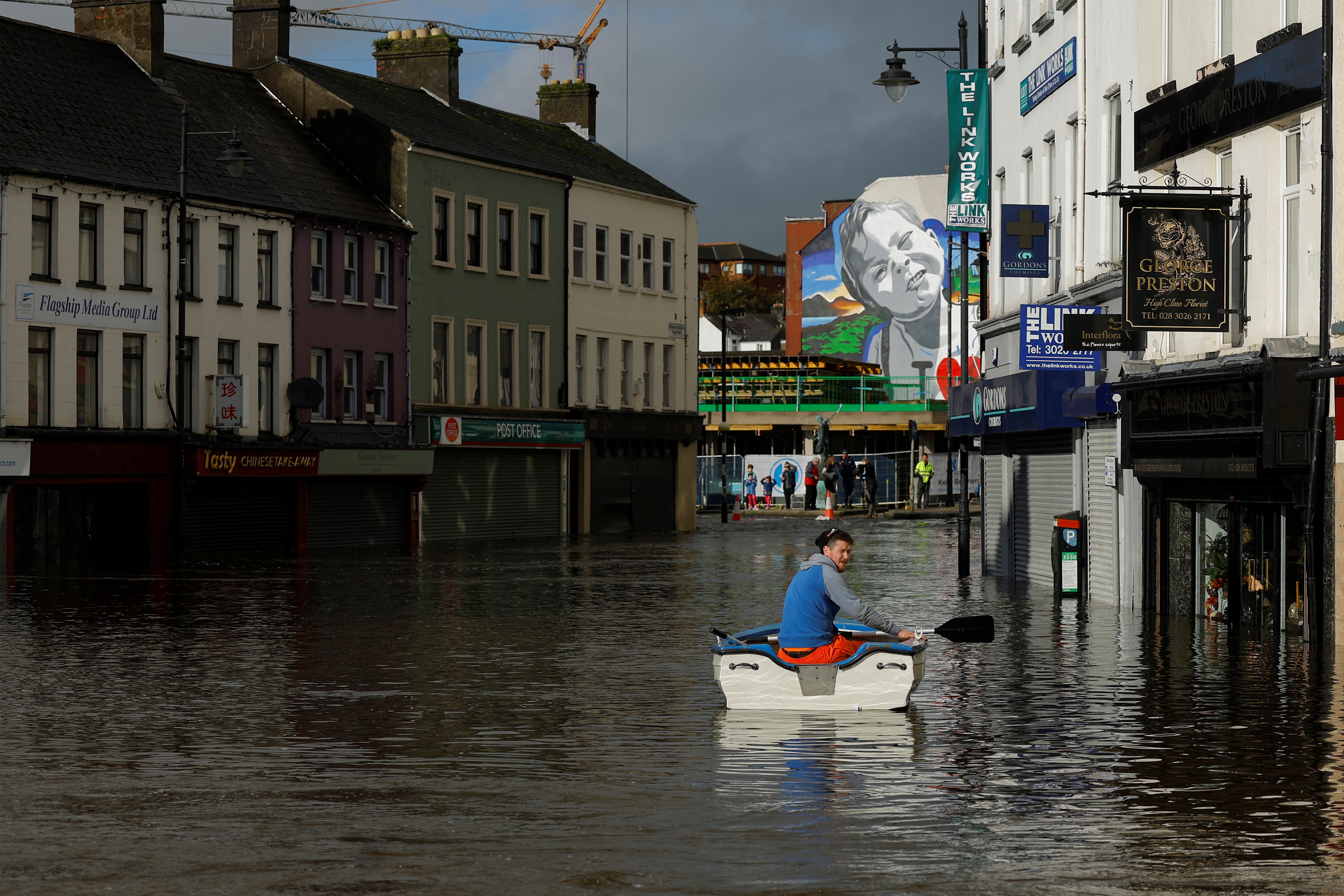 Insurability is essential to mitigate the impact of events such as Storm Ciaran, in the city centre of Newry, Northern Ireland. 