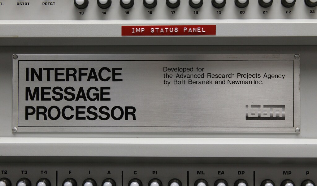 A detailed view of UCLA's Interface Message Processor (IMP) is pictured in a storage closet, where it had been stored for over 20 years, at 3420 Boelter Hall in UCLA, May 3, 2011. UCLA professor Leonard Kleinrock and his team used the Interface Message Processor, IMP, the packet-switching node used to interconnect participant networks to the ARPANET to send the first message, the letters LO to Standford Research Institute on October 29, 1969. The UCLA Department of Computer Science and Henry Samueli School of Engineering and Applied Science have collaborated in creating the Kleinrock Internet Heritage Site and Archive (KIHSA) with the center recreating the lab at its original site in 3420 Boelter Hall, moving the IMP back to the room from which that first message was sent.The recreated lab will open October 29 with a reunion of the computer scientists responsible for the first message. Picture taken May 3, 2011. REUTERS/Fred Prouser (UNITED STATES - Tags: SCIENCE TECHNOLOGY BUSINESS TELECOMS) - GM1E7AQ0LMM01