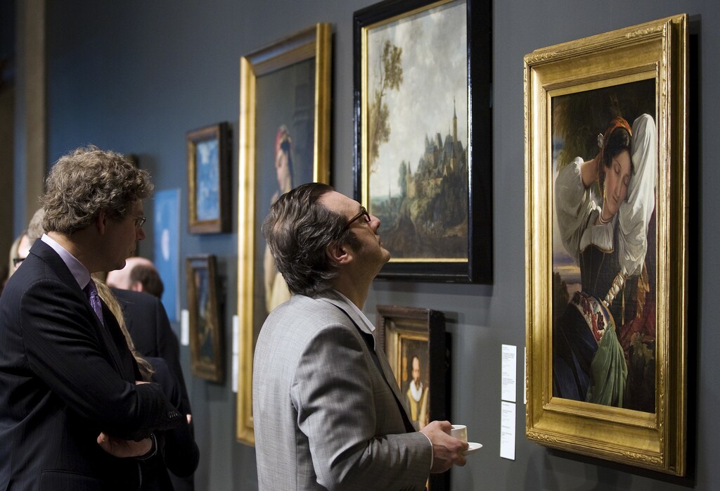 Seven Old Master and Nineteenth Century paintings that were looted by the Nazi's are unveiled at the Montreal Museum of Fine Arts, May 20, 2009. Three university beneficiaries of the Estate of Max Stern marked the fifth anniversary of the Max Stern Art Restitution Project by unveiling the Girl from the Sabine Mountains (far right) by Franz-Xavier Winterhalter (1805-1873) which was returned after an ownership dispute was won in American federal courts. REUTERS/Christinne Muschi (CANADA SOCIETY) - GM1E55L042801