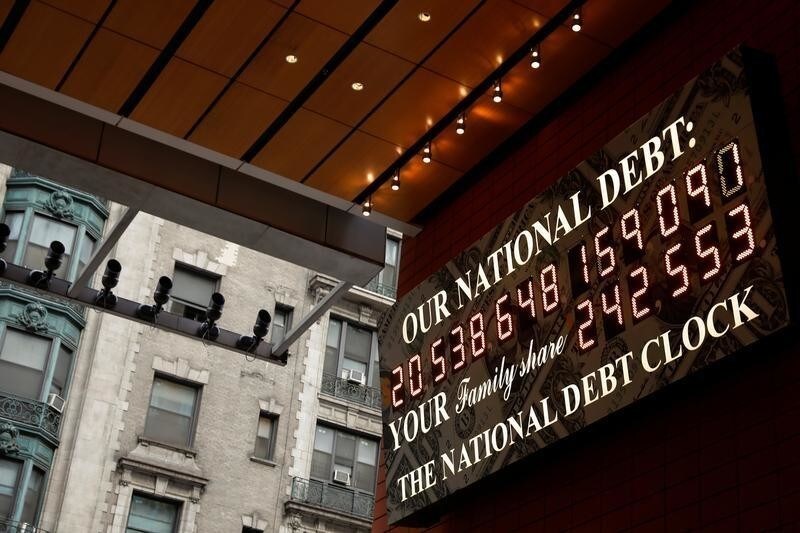 The National Debt Clock is seen in the Manhattan borough of New York City, New York, U.S., November 30, 2017.