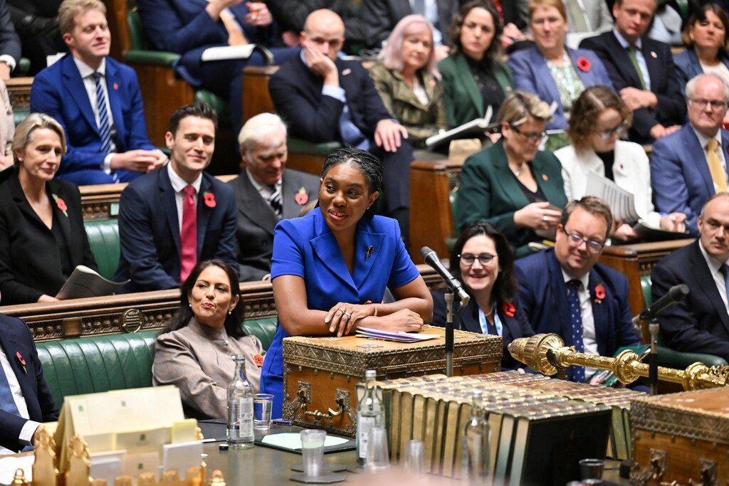Conservative Party leader Kemi Badenoch speaks during Prime Minister's Questions at the House of Commons in London, Britain November 6, 2024, illustrating that the future of work requires more political leaders House of Commons/Handout via REUTERS