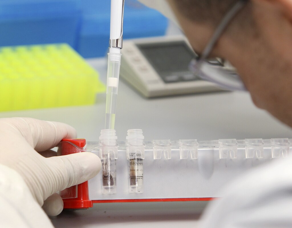 A bio-technician at work.