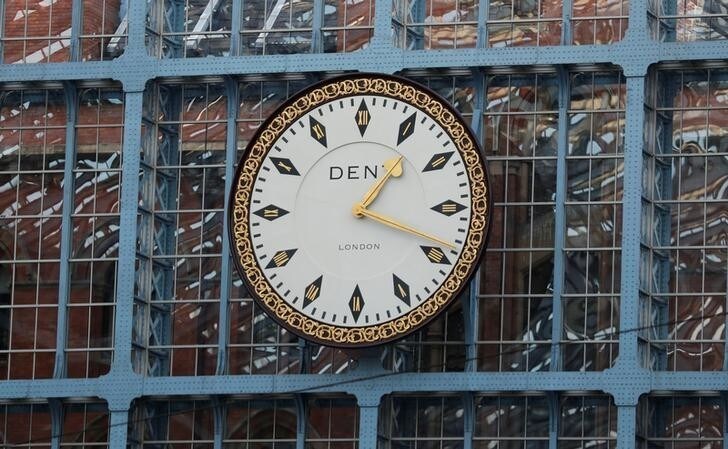 A station platform clock made by Dent is seen at St Pancras International railway station, London, Britain, January 26, 2018. REUTERS/Peter Cziborra