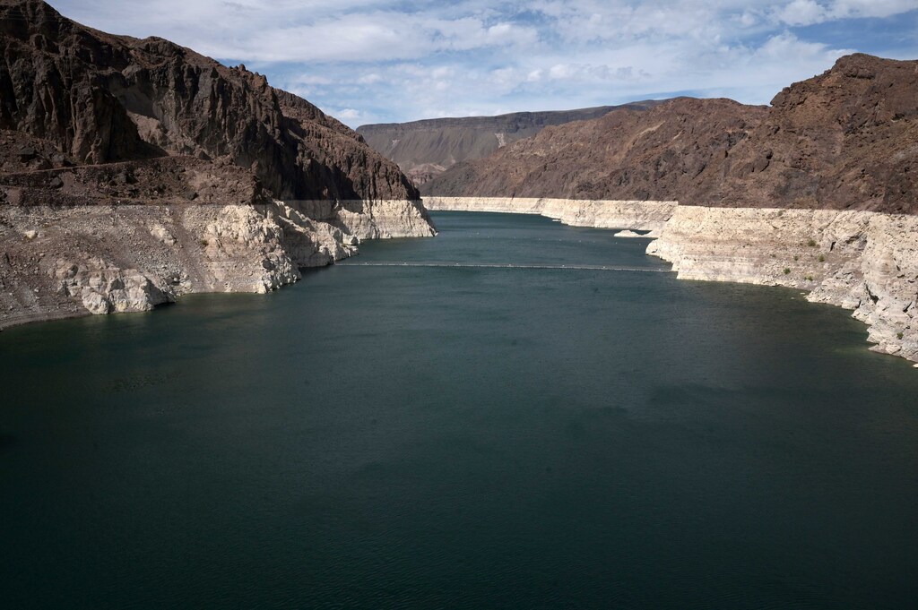 Low water levels due to drought are seen in the Hoover Dam reservoir of Lake Mead near Las Vegas, Nevada, U.S.