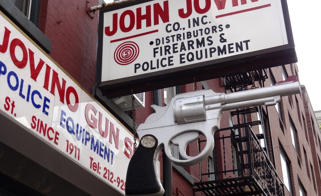 View of John Jovino firearms and police equipment shop in Manhattan, New York , August 5, 2012. Located in Little Italy, this store is the oldest gun retailer in New York City and claims to be the oldest gun shop in the U.S. REUTERS/Charles Platiau (UNITED STATES - Tags: TRAVEL) - PM1E8CK1GYI01