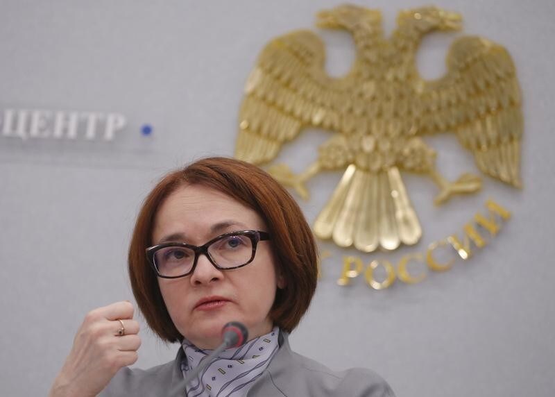 Russian central bank governor Elvira Nabiullina gestures during a news conference in Moscow, Russia, December 16, 2016.