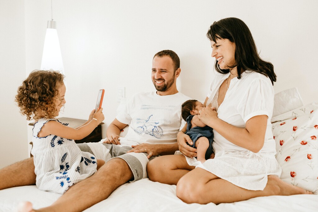 A family together at home.