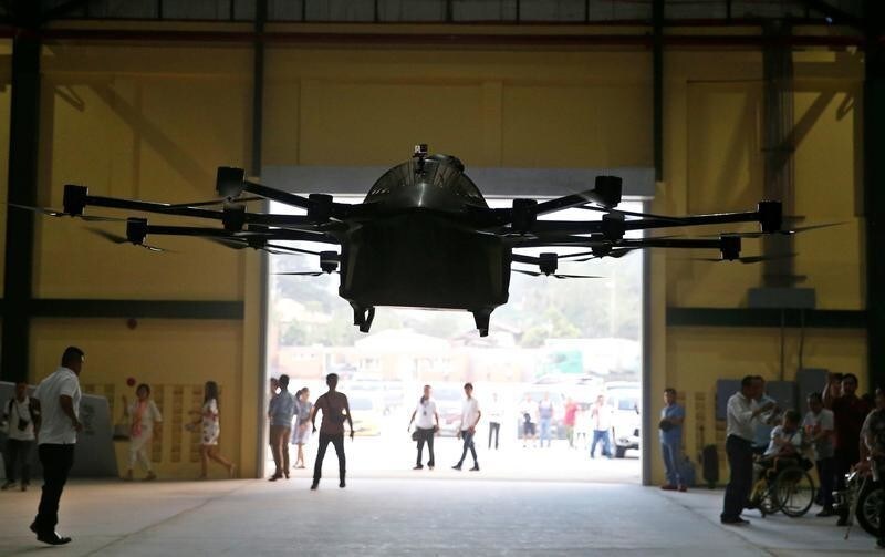 Filipino inventor Kyxz Mendiola tests his flying car during its launch in the province of Batangas, Philippines, September 23, 2018. Picture taken September 23, 2018.