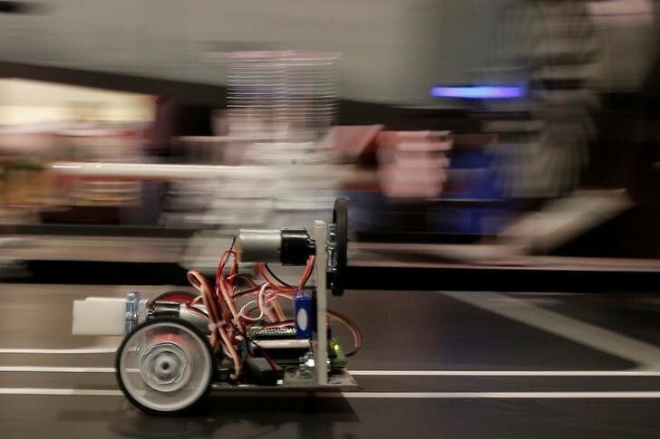 A robot designed and built by an undergraduate student from MIT's Department of Mechanical Engineering competes in the annual 2.007, "Star Wars" themed, robot competition at Massachusetts Institute of Technology in Cambridge, Massachusetts, U.S., May 11, 2017. REUTERS/Brian Snyder