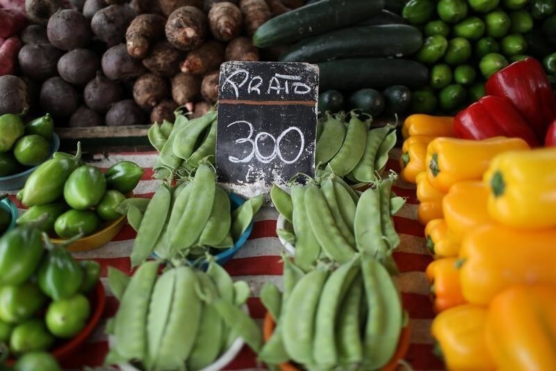 Food is displayed at a street market in Rio de Janeiro, Brazil September 4, 2018.