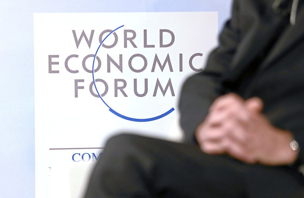 DAVOS/SWITZERLAND, 23JAN15 - Impression of the logo during the session 'The Human Brain: Deconstructing Mindfulness' at the Annual Meeting 2015 of the World Economic Forum at the congress centre in Davos, January 23, 2015. WORLD ECONOMIC FORUM/swiss-image.ch/Photo Valeriano DiDomenico