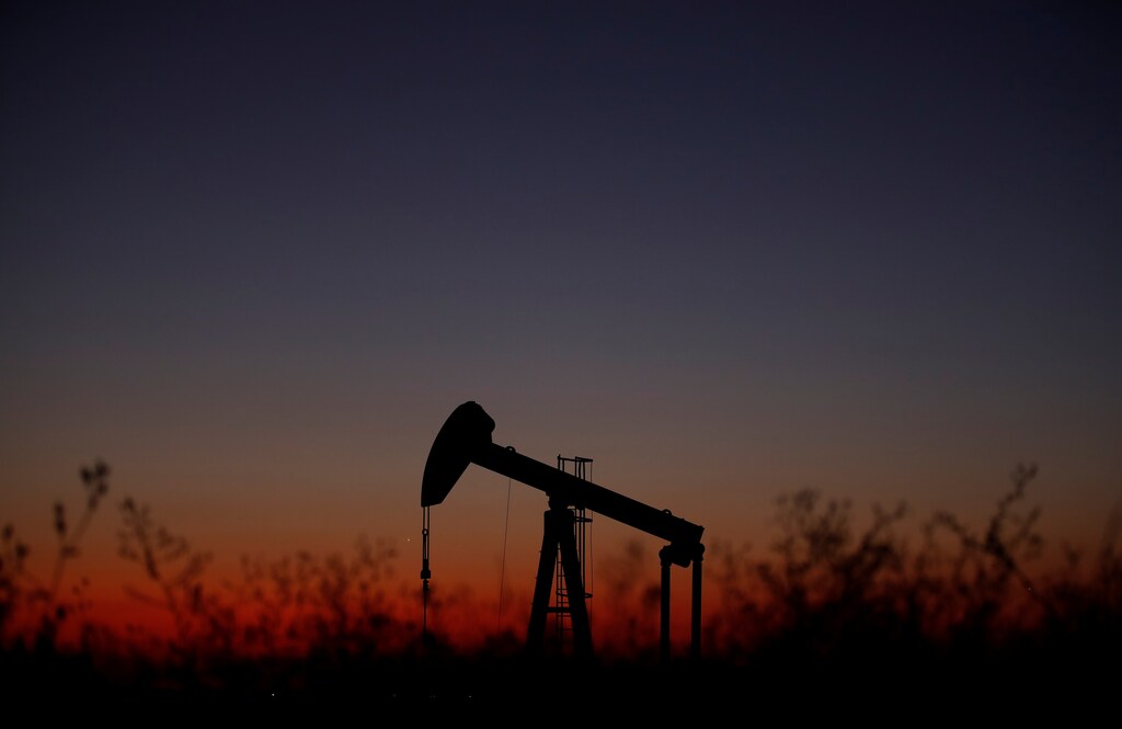 An oil pump is seen just after sunset outside Saint-Fiacre, near Paris, France September 17, 2019.
