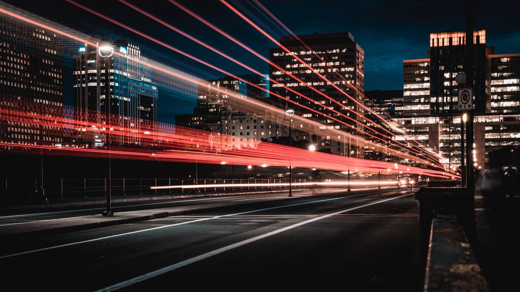 A street in Ottawa, Canada, at night