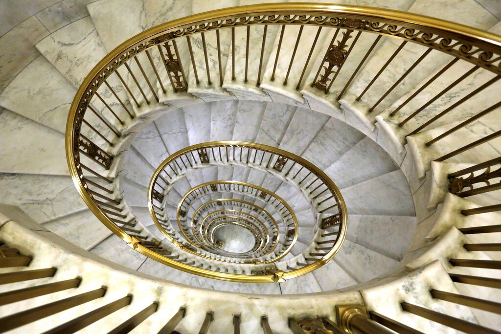 A circular staircase is seen in the U.S. Supreme Court building in Washington, U.S. January 28, 2016.