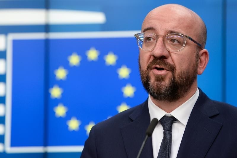 Charles Michel, el presidente del Consejo Europeo, en una rueda de prensa después del G7 en Bruselas, Bélgica.