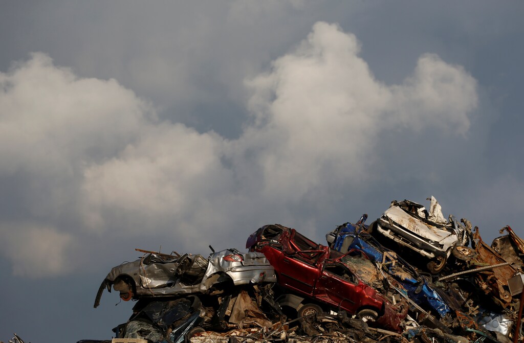 Scrapped cars are seen in a scrapyard at the JAC Steel Waste Treatment Complex in Marsa, Malta February 28, 2019. REUTERS/Darrin Zammit Lupi - RC1D16827750