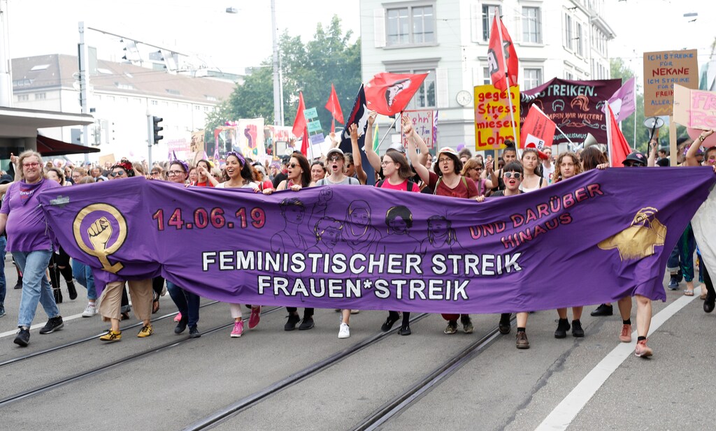 Protesters at a women's strike in Zurich, Switzerland, June 2019.