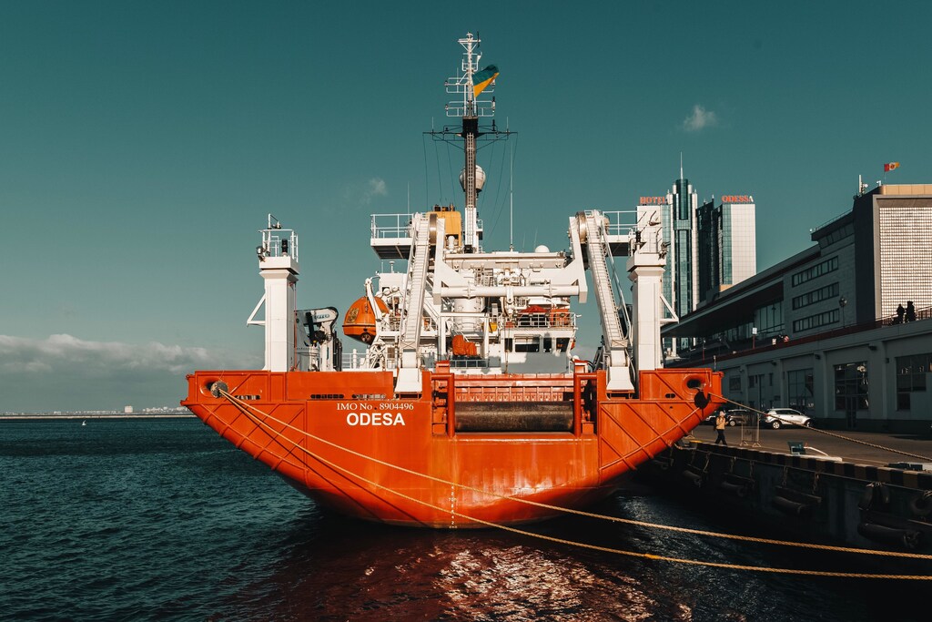 A ship in Odesa, a major port for Ukraine food exports.