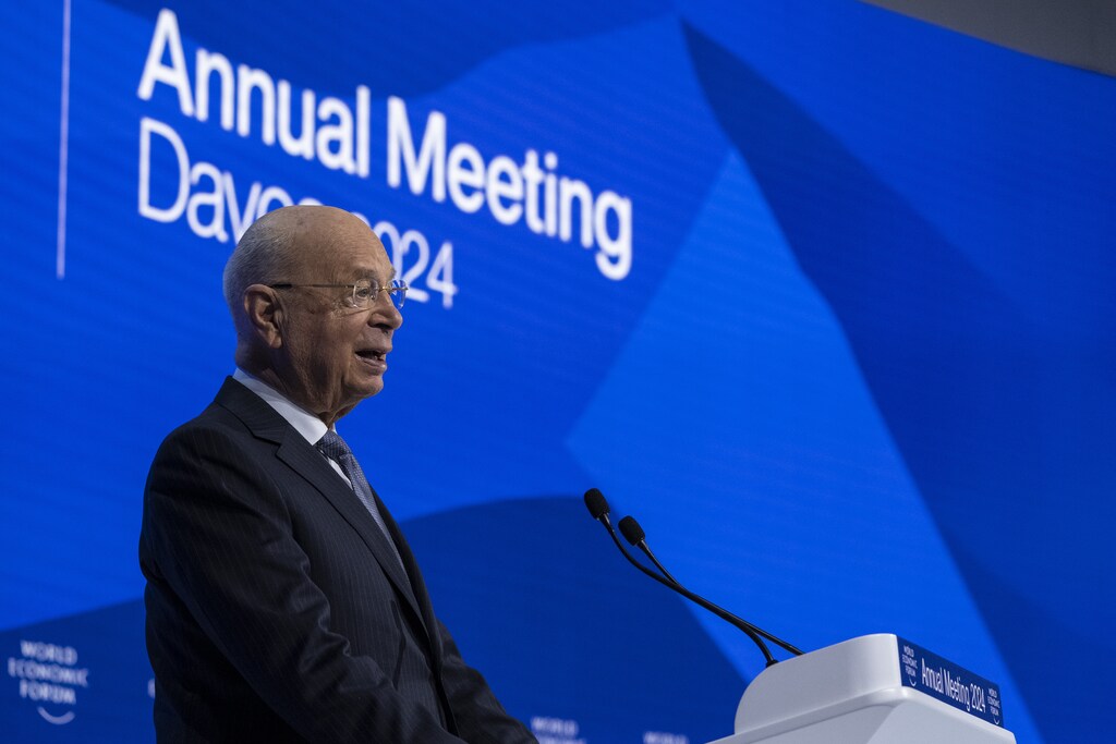 Klaus Schwab, Founder and Executive Chairman, World Economic Forum speaking at the World Economic Forum Annual Meeting 2024 in Davos-Klosters, Switzerland, 16 January. Copyright: World Economic Forum/Faruk Pinjo