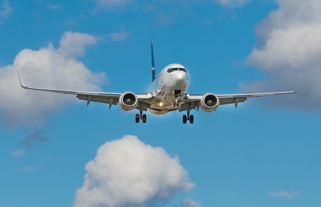 Airplane in the sky.