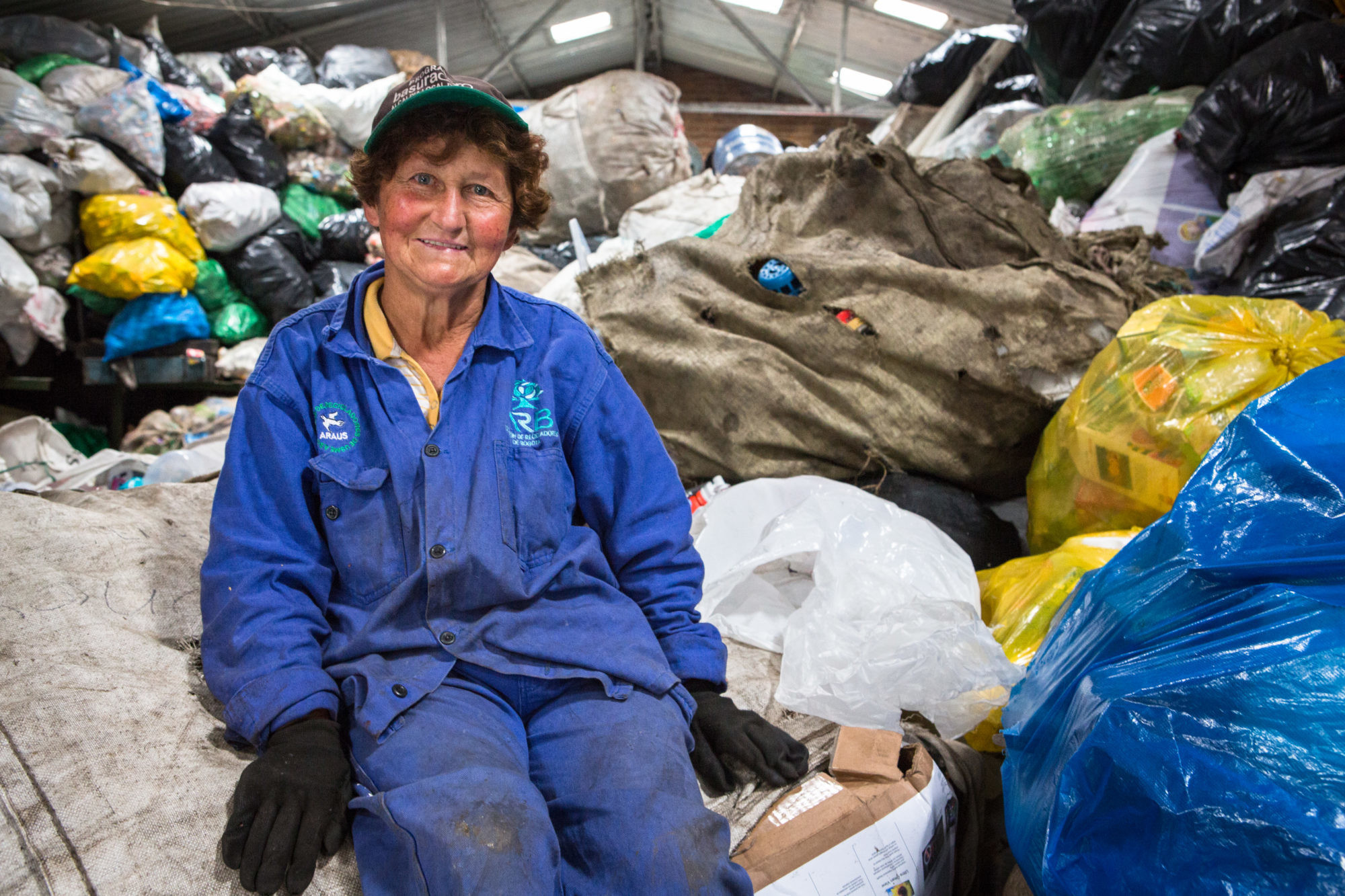 Ester Julia Olaya is a waste picker in Bogotã working at the collection centre La Pensilvania, which is managed by the AsociaciÃ³n de Recicladores de BogotÃ¡ (ARB), an organization of waste pickers associations and cooperatives that advocates for waste pickers' rights. By sorting, compacting, and preparing materials for reuse by the manufacturing industry, waste pickers play an important environmental and economic role in reducing the demand for new raw materials. . Special Instructions - Full release: all subjects signed our form of model release MRBOG-033